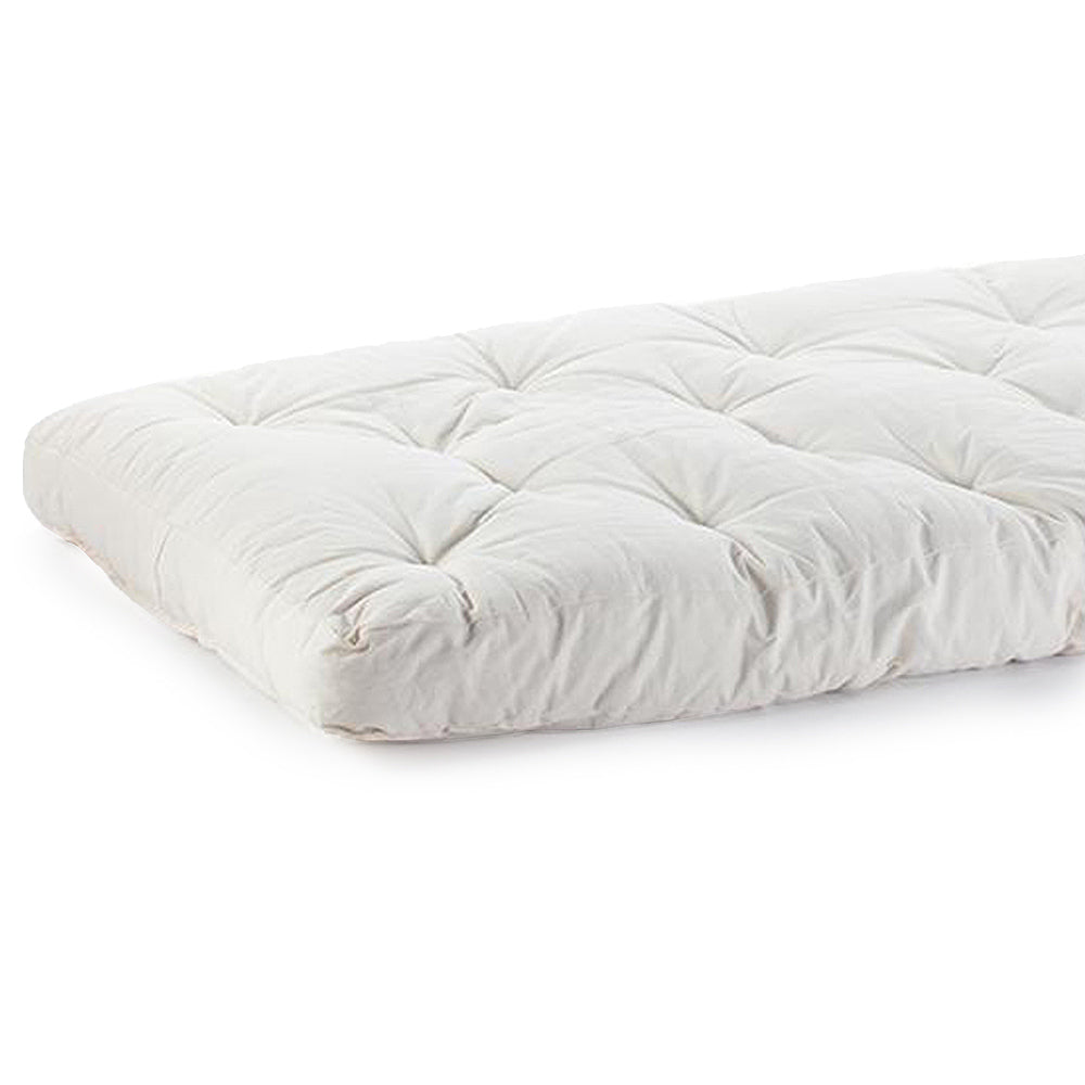 Upclose photo of a futon on a white background.