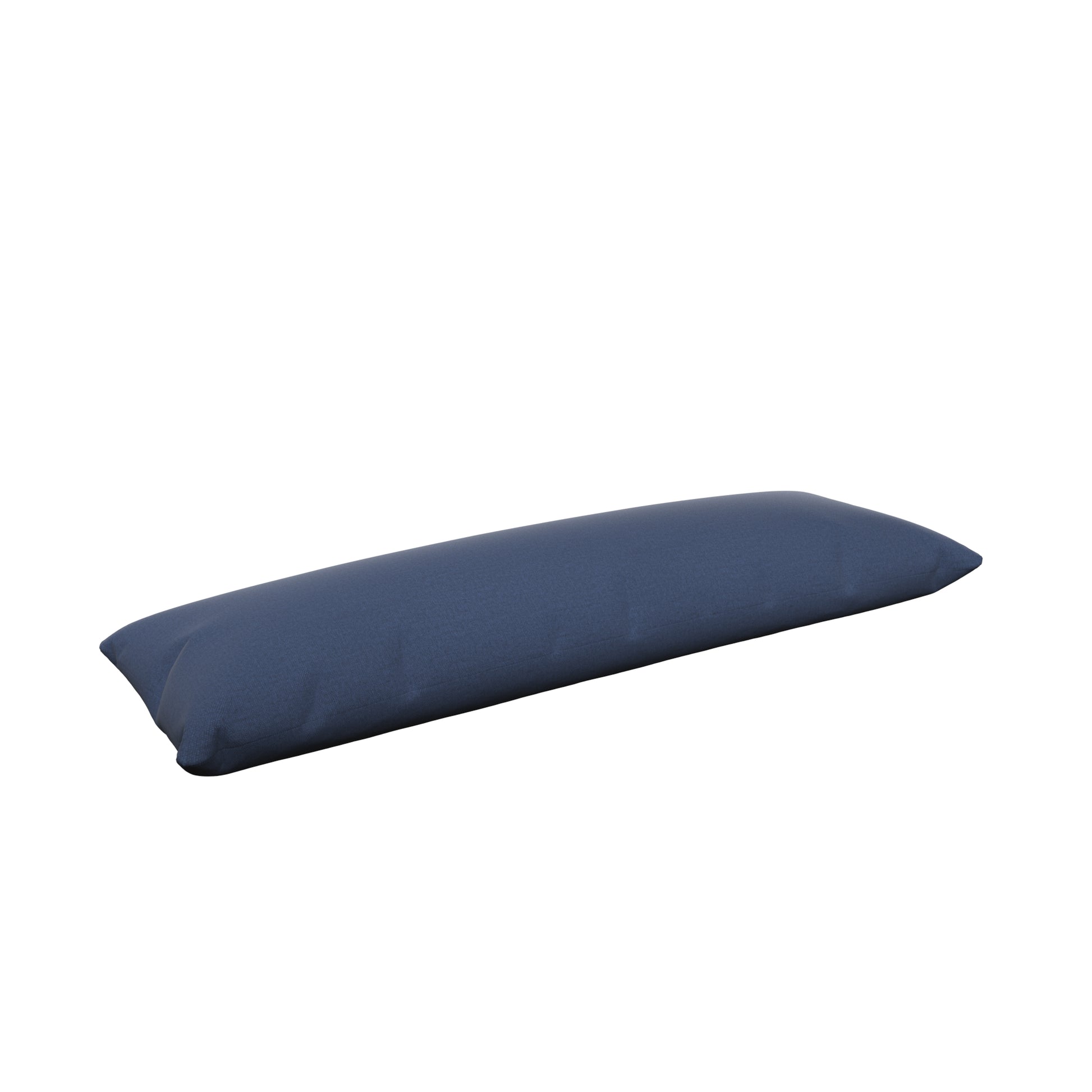 Product image of a body pillow with a blue cover.