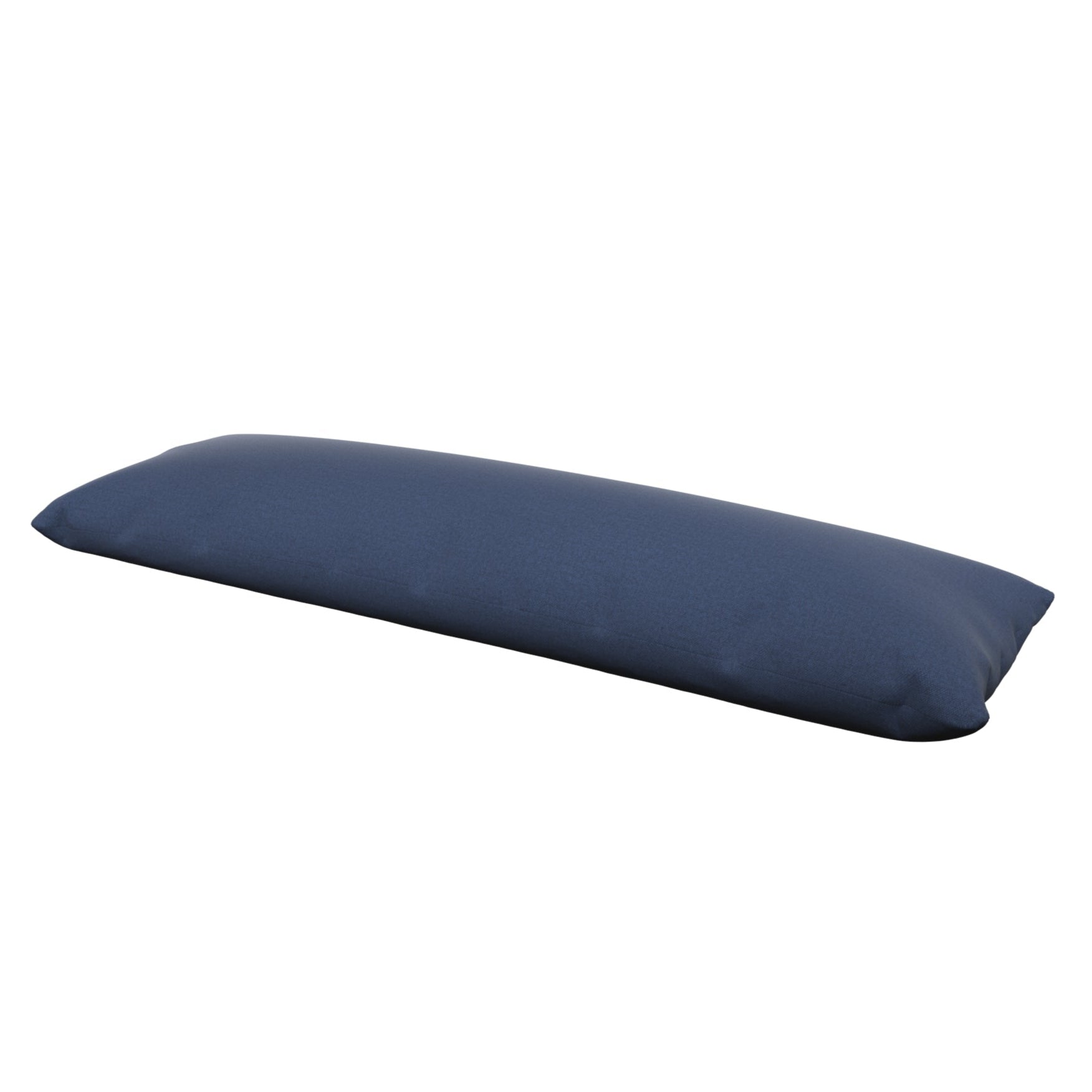 Product image of a body pillow with a blue cover.
