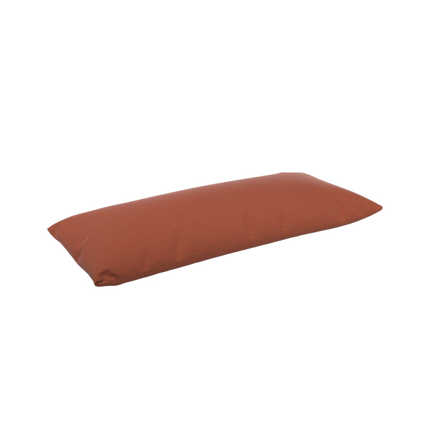 Burnt orange lumbar pillow on a white background.