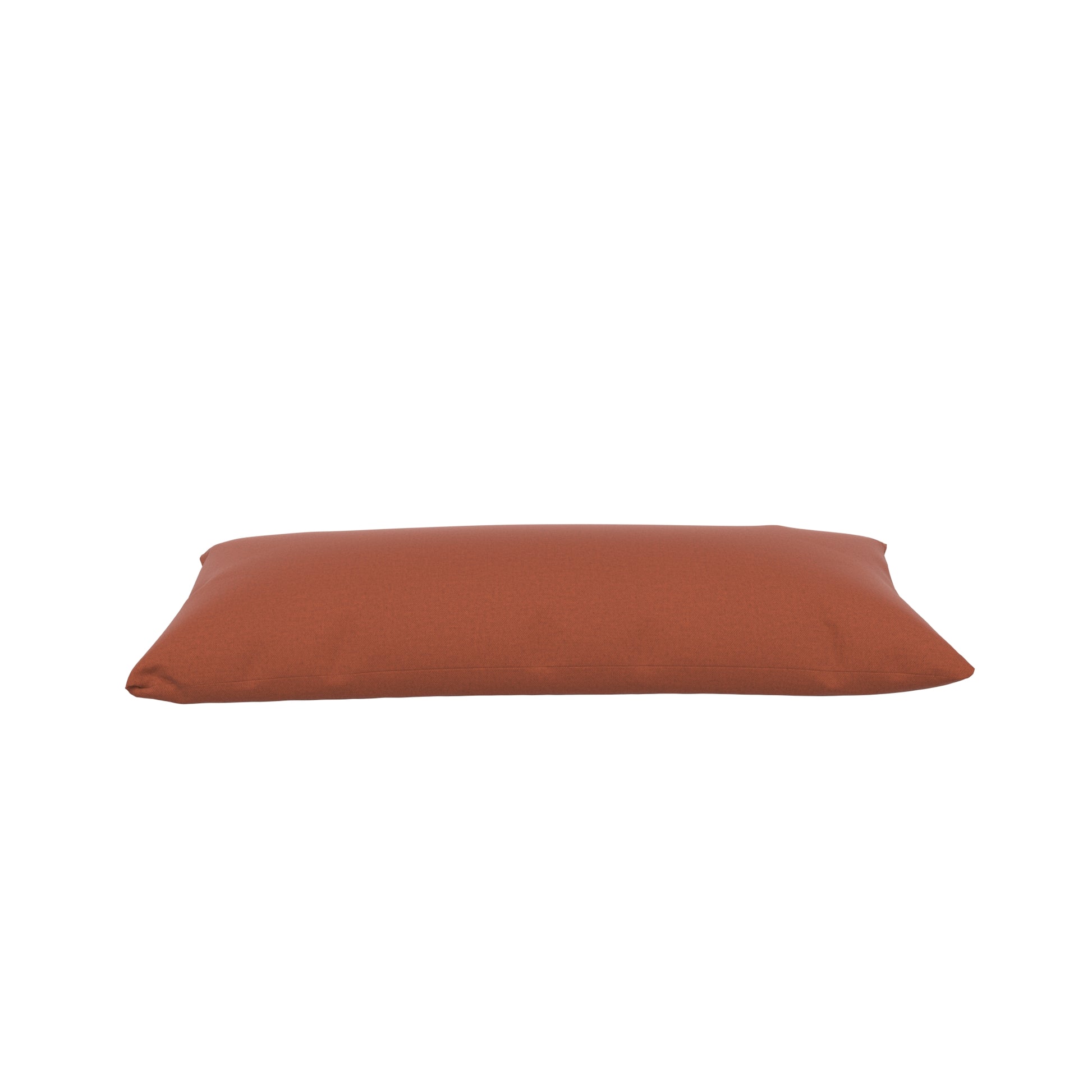 Burnt orange lumbar pillow on a white background.