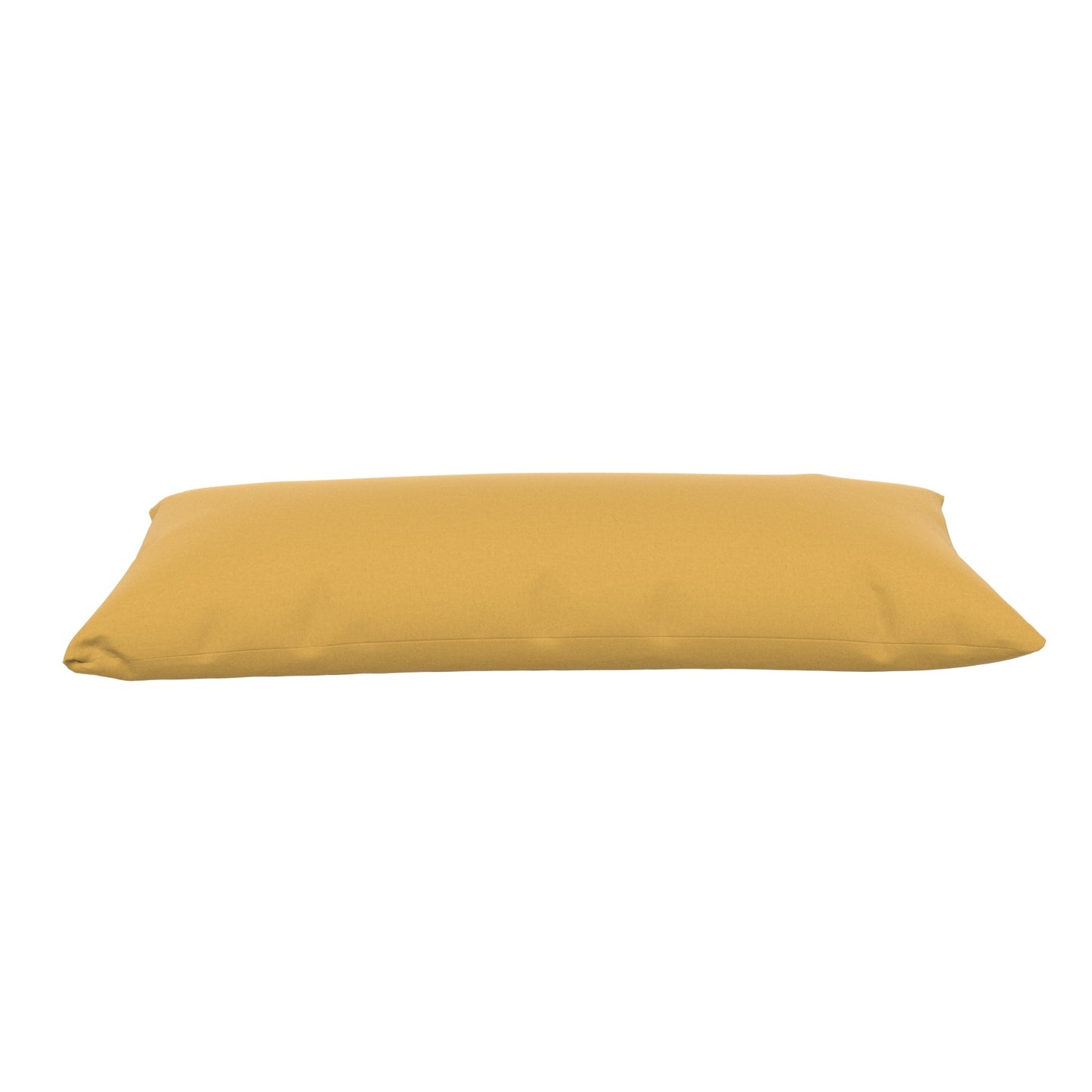 Dandelion yellow lumbar pillow on a white background.