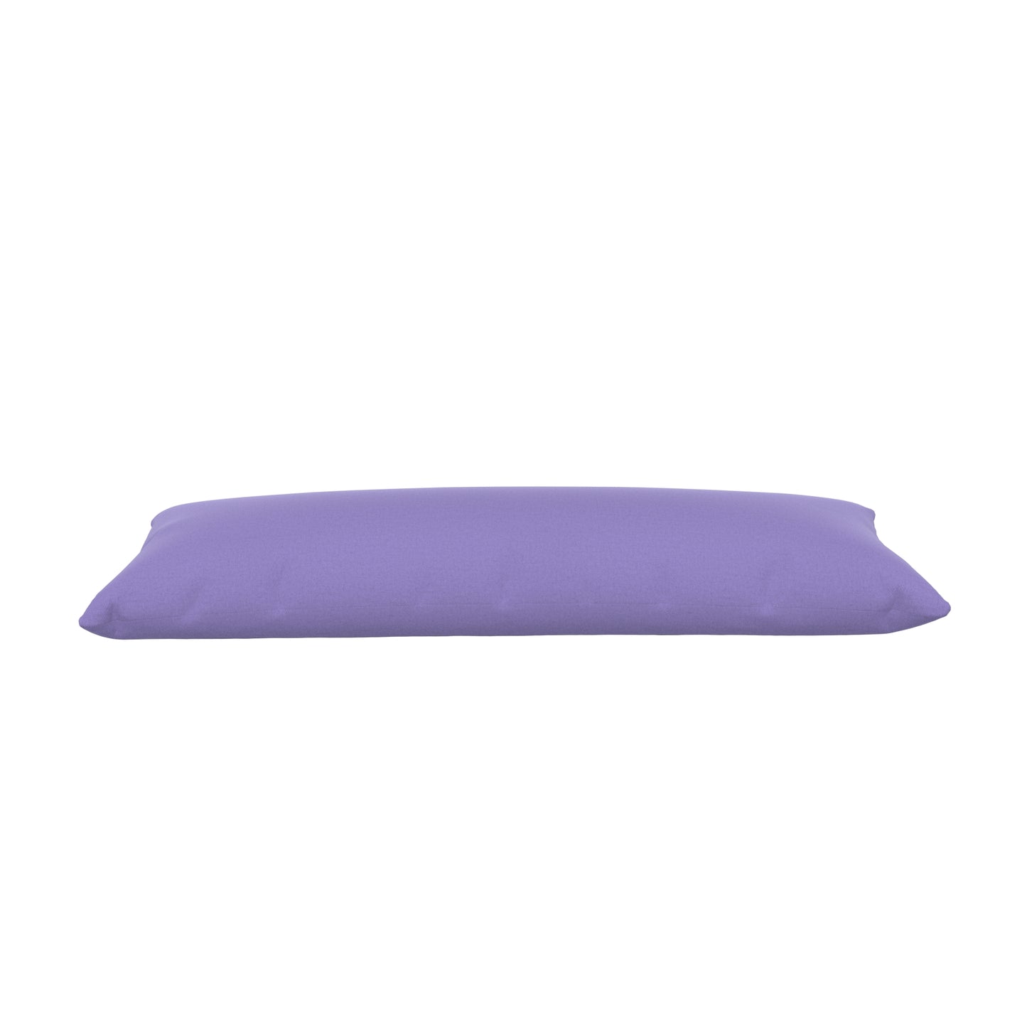 Purple cover on a body pillow with a white background.