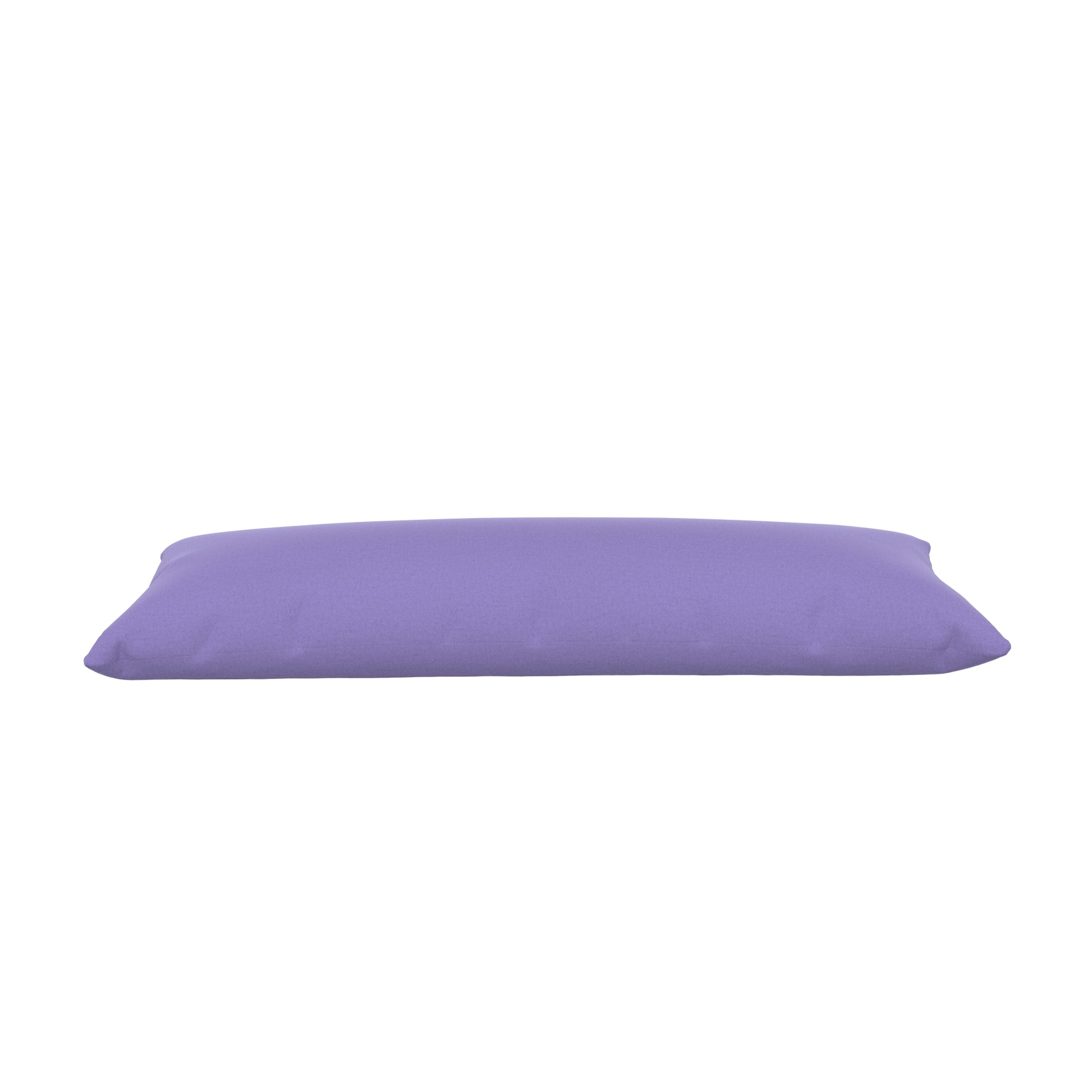 Purple cover on a body pillow with a white background.