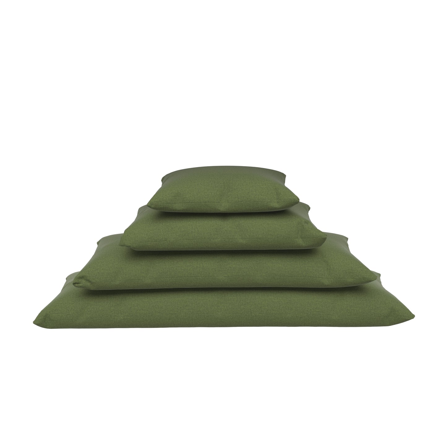 Fern green lumbar pillows stacked on a white background.