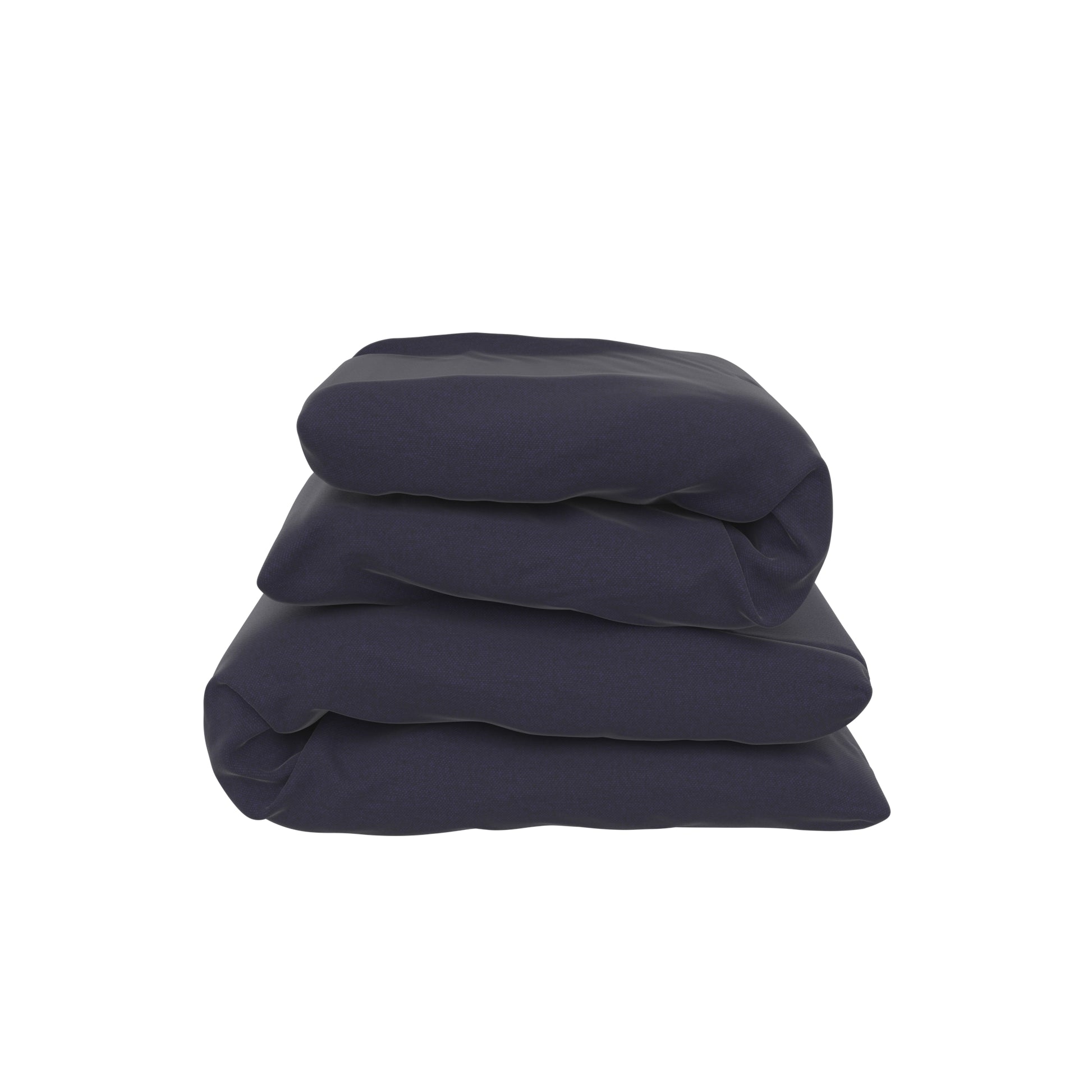 Product image of a body pillow folded with a navy cover.