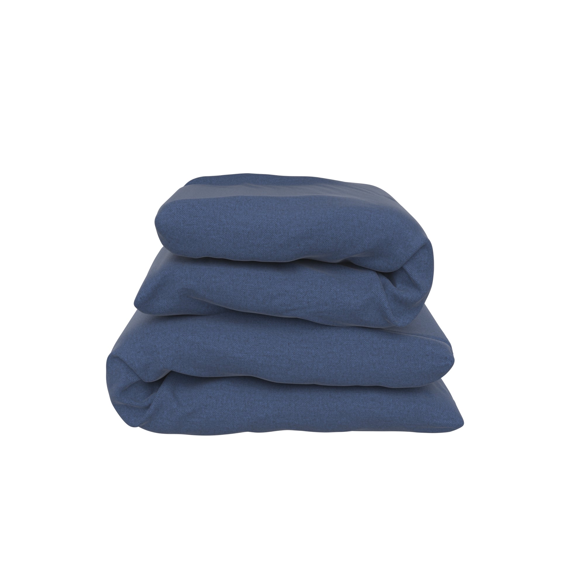 Product image of a body pillow folded with a blue cover.