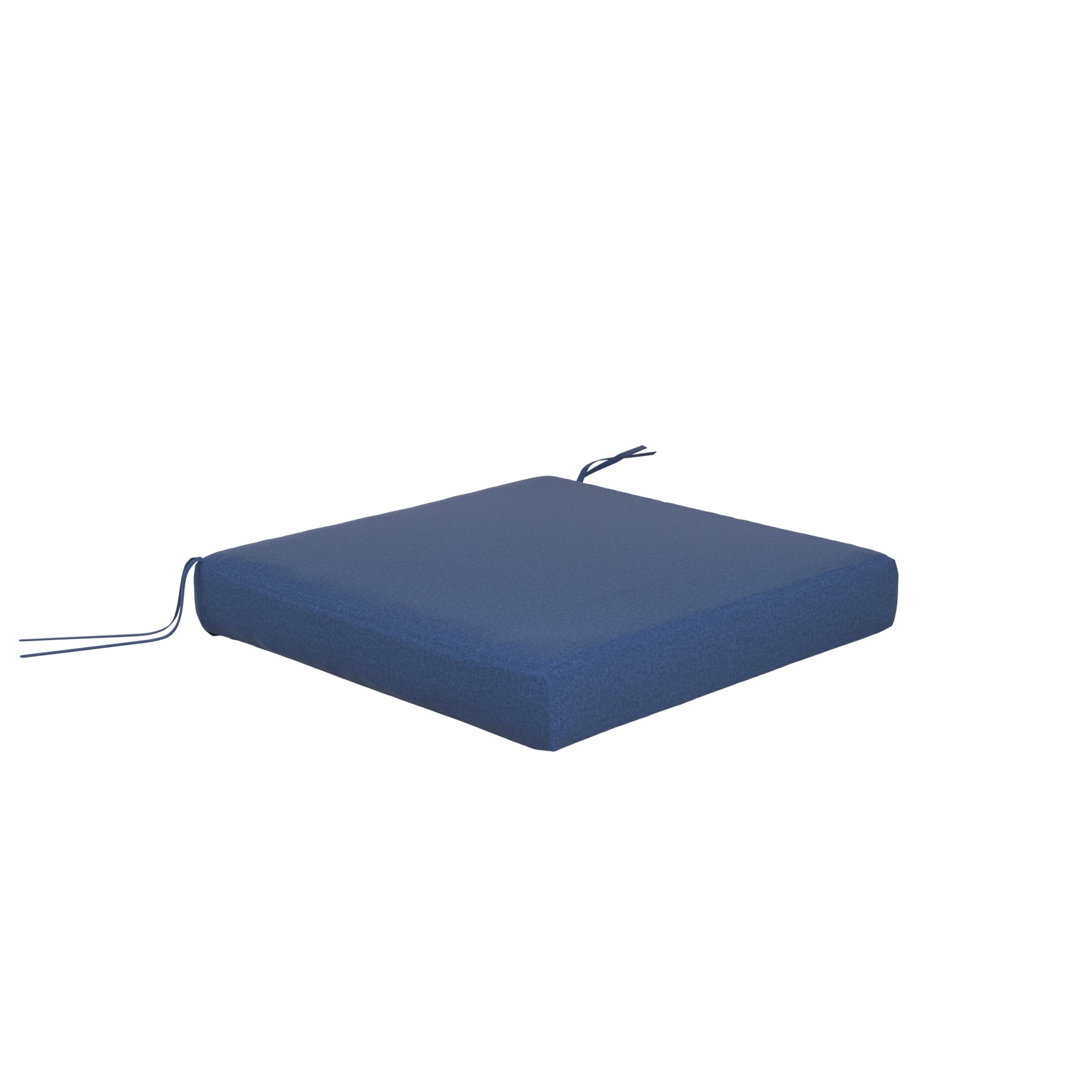 Denim blue seat cushion on a white background.