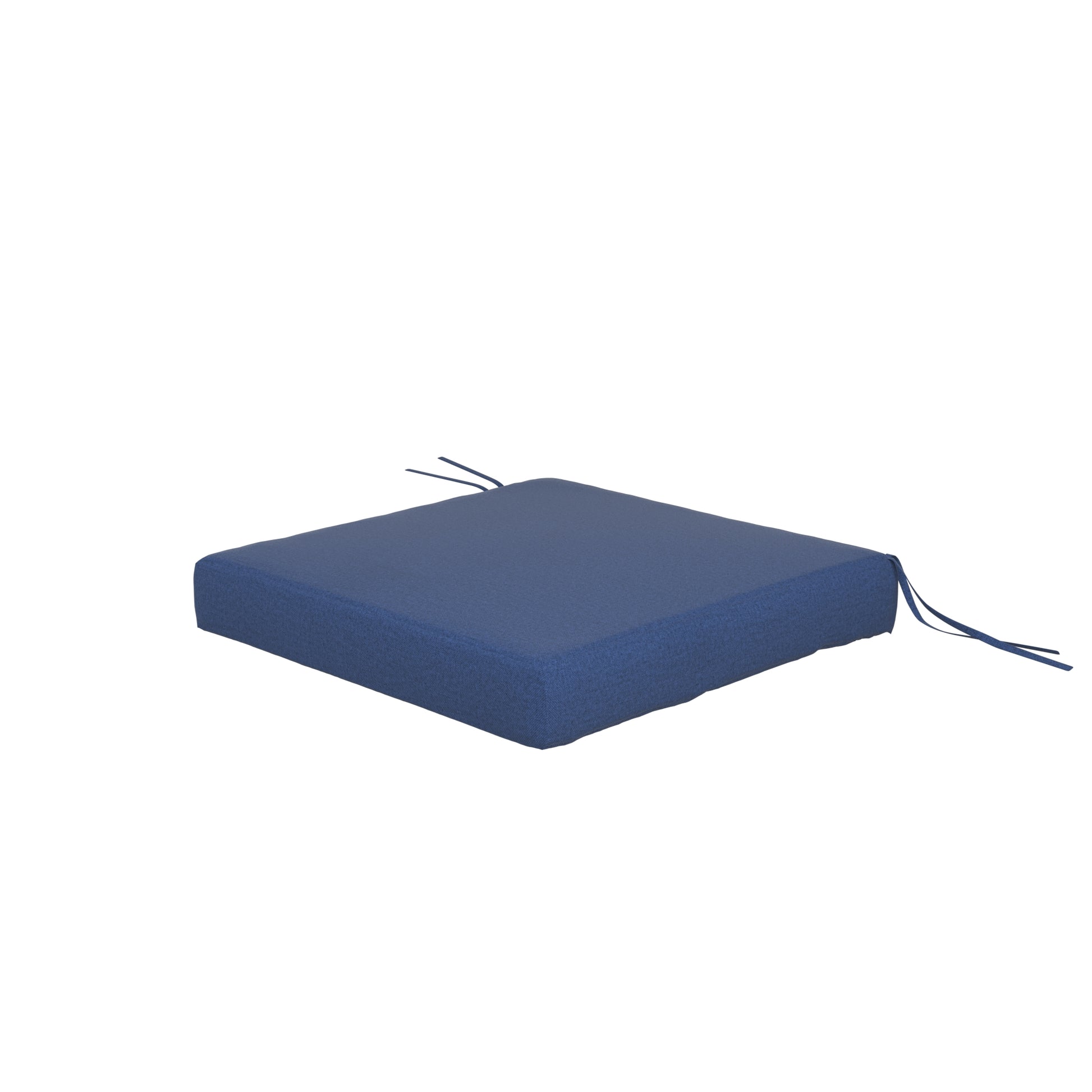Denim blue seat cushion on a white background.