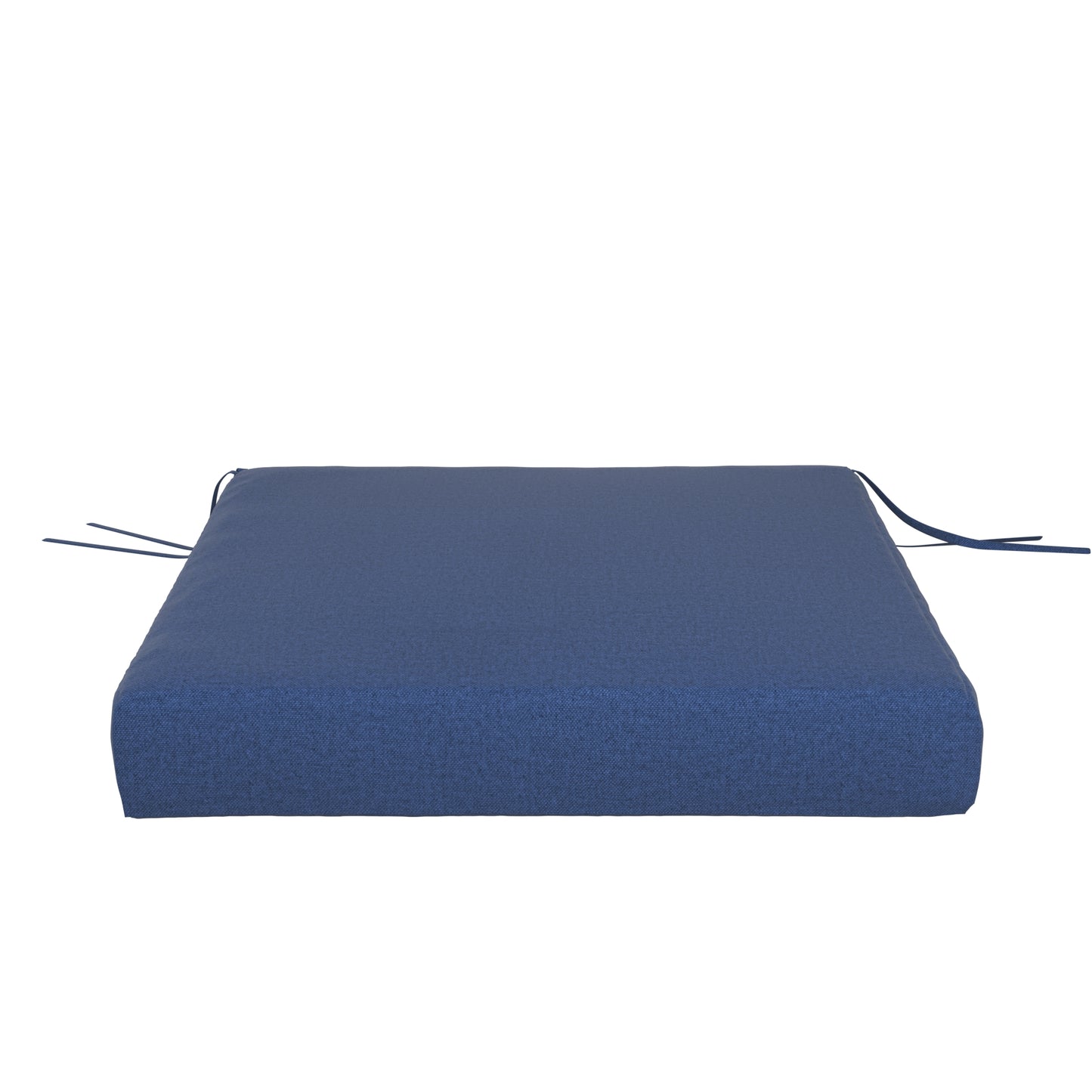 Denim blue seat cushion on a white background.