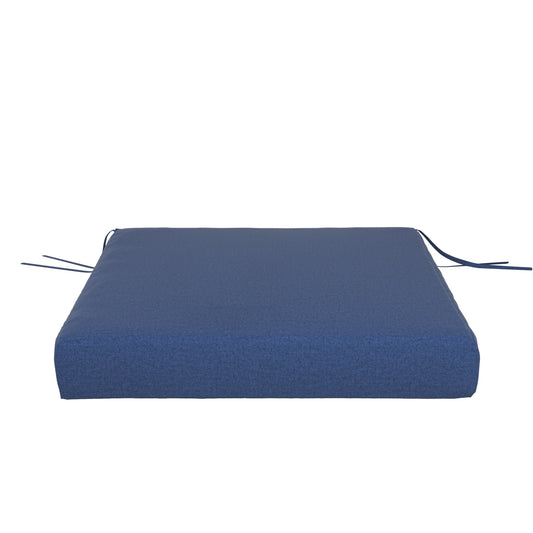 Denim blue seat cushion on a white background.