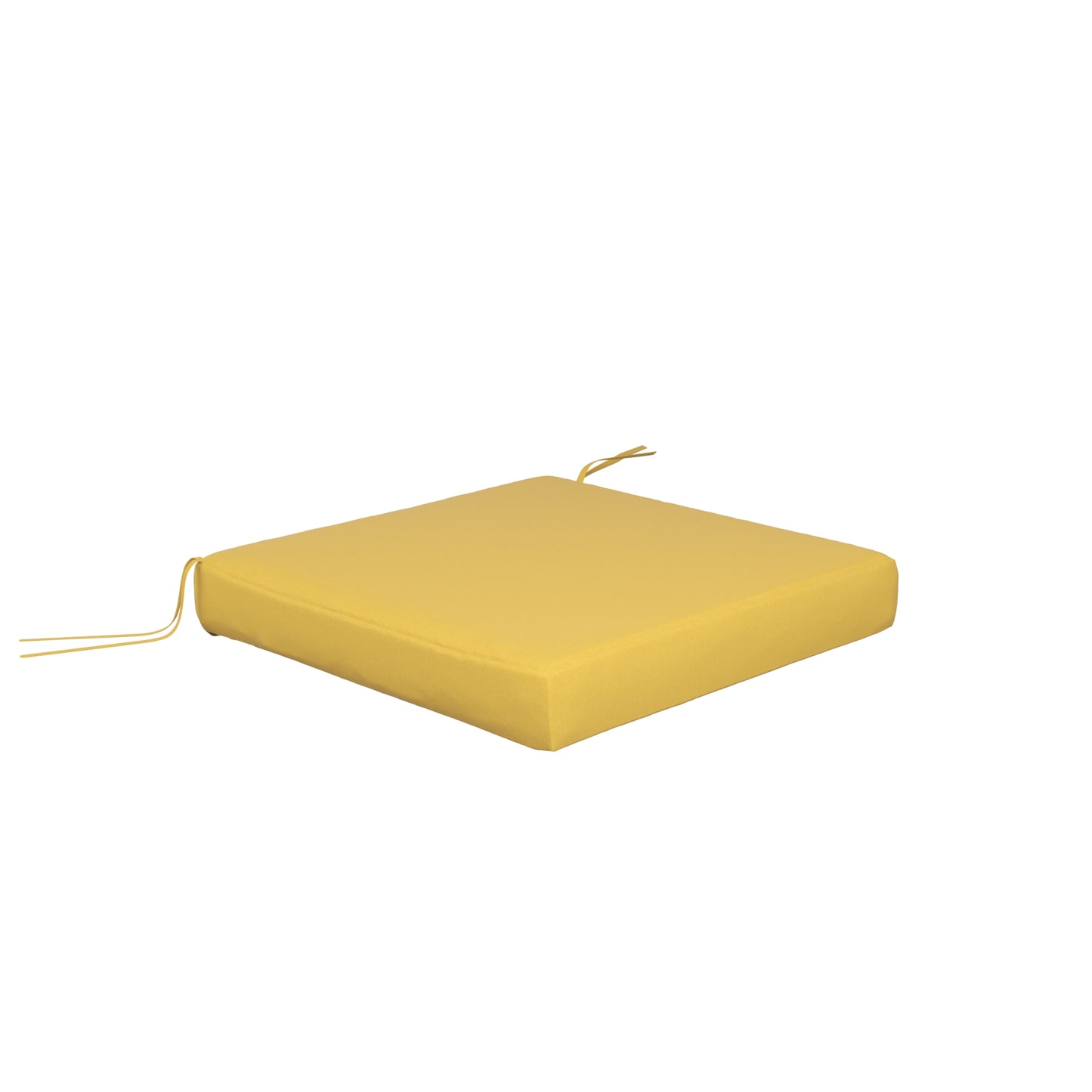 Yellow seat cushion on a white background.
