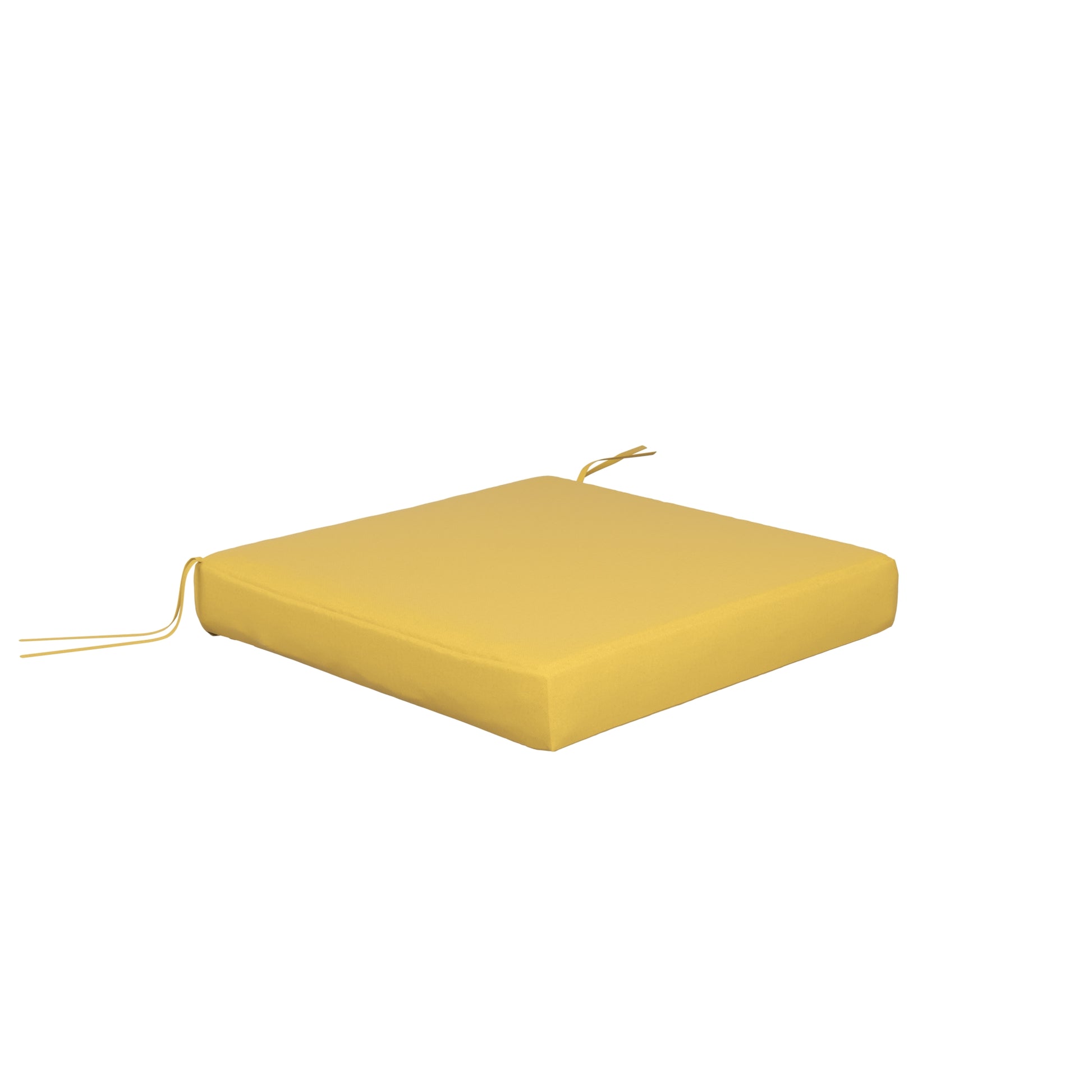 Yellow seat cushion on a white background.