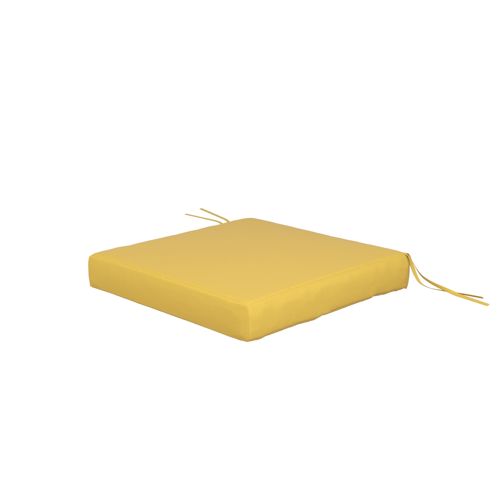 Yellow seat cushion on a white background.