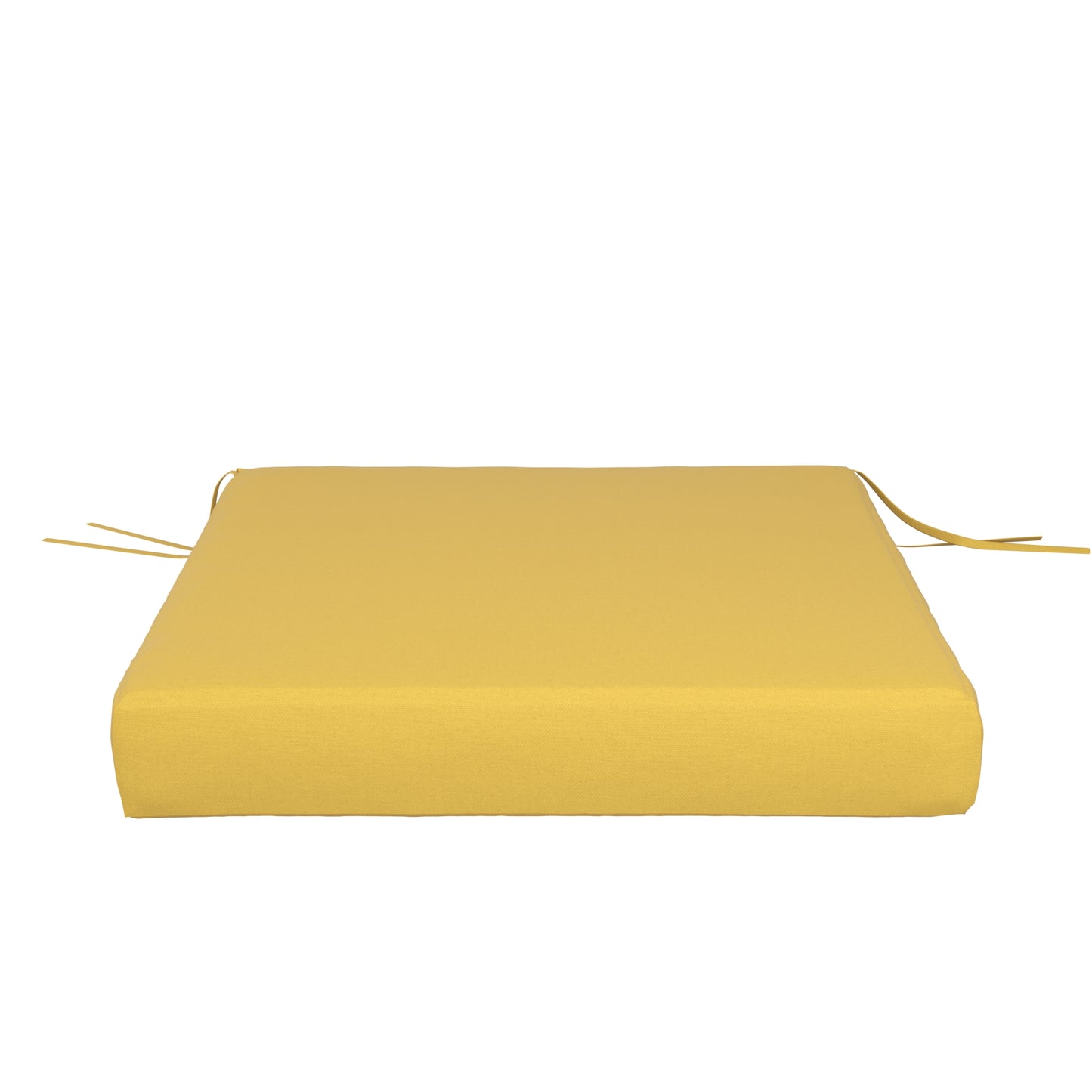 Yellow seat cushion on a white background.