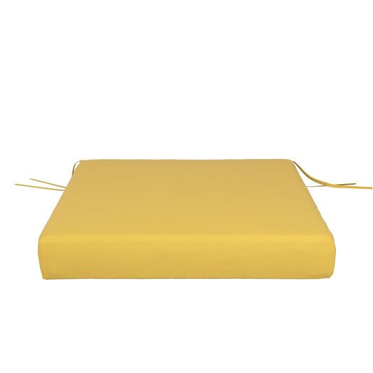 Yellow seat cushion on a white background.