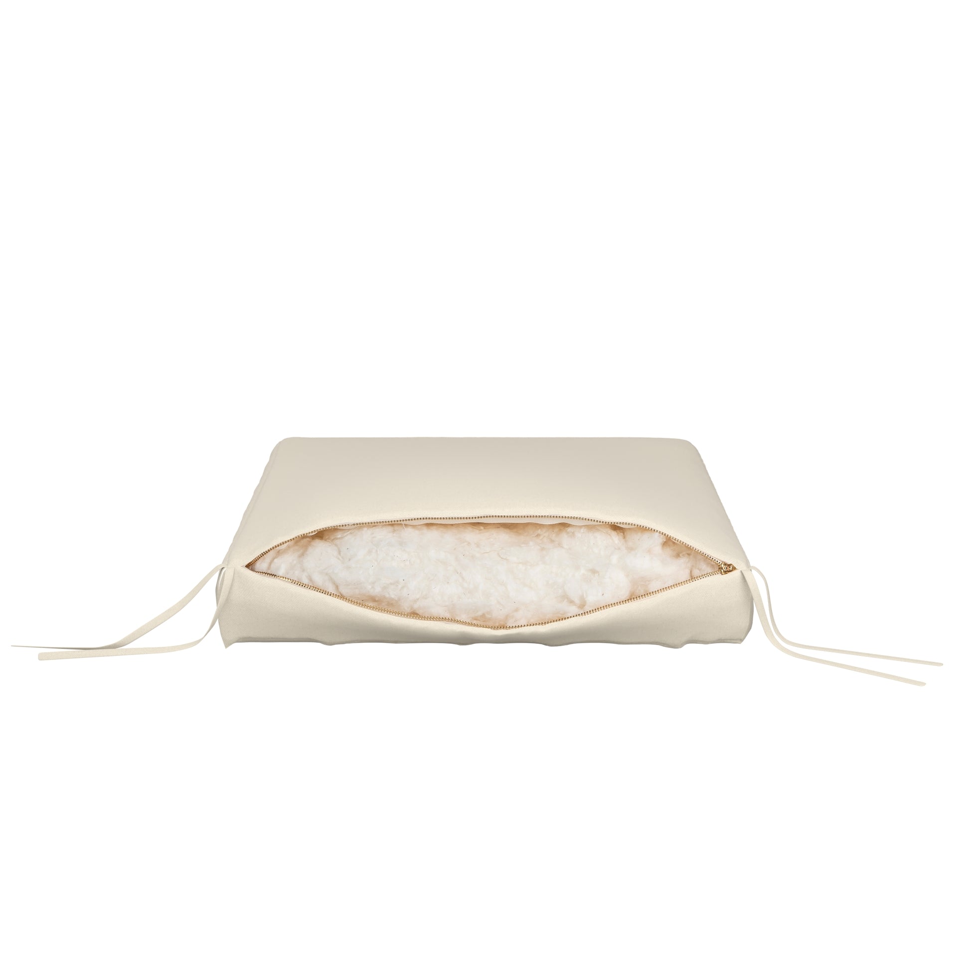 Natural white seat cushion on a white background.