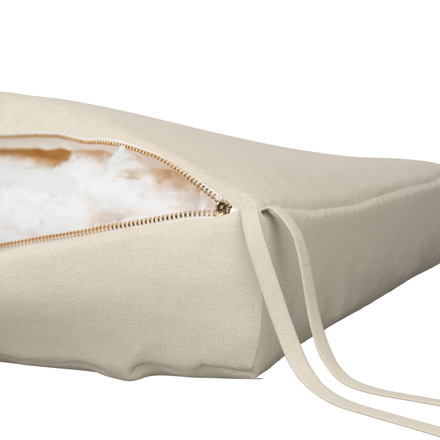 Natural white seat cushion on a white background.