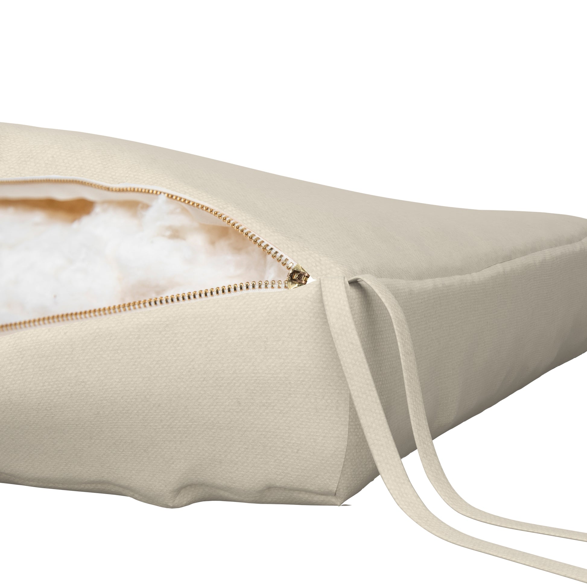 Natural white seat cushion on a white background.