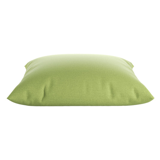 Light green square pillow on a white background.