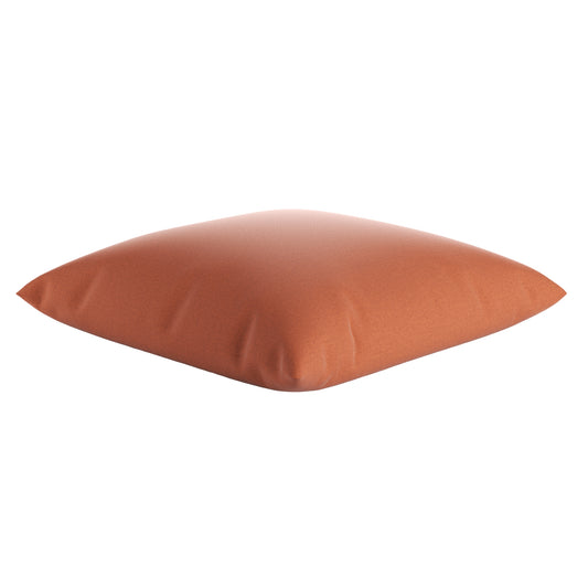Rust orange square pillow on a white background.