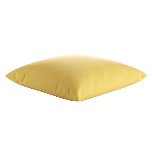 Bright yellow square pillow on a white background.