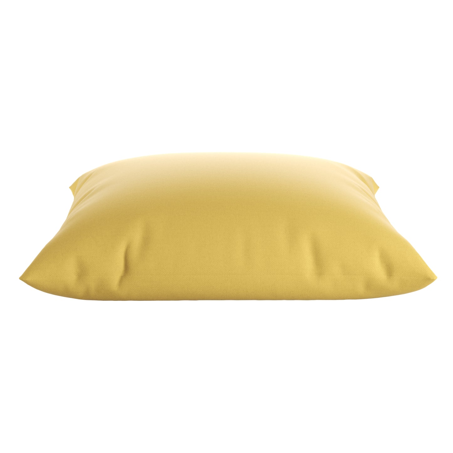 Yellow square pillow on a white background.