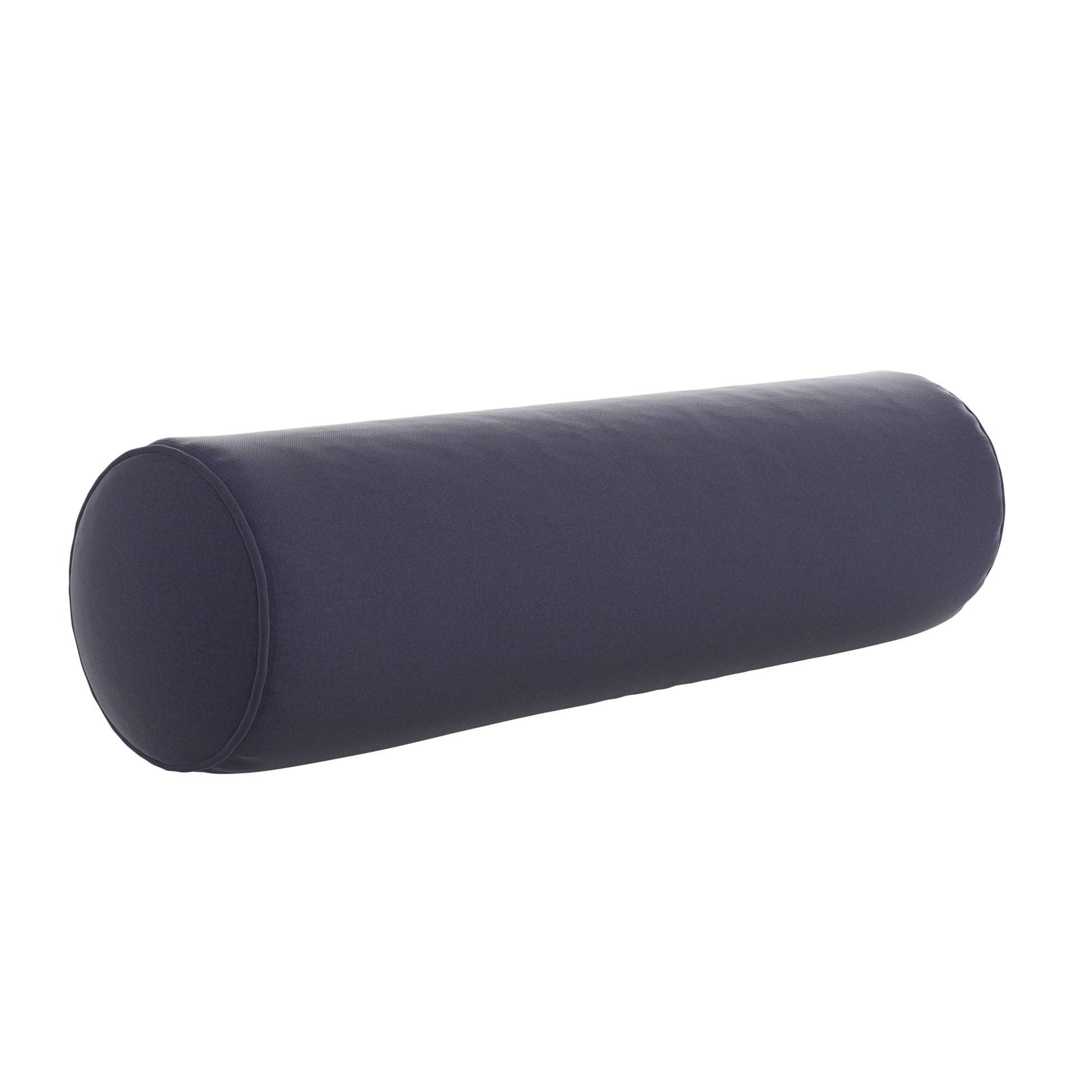 Navy blue bolster pillow on a white background.