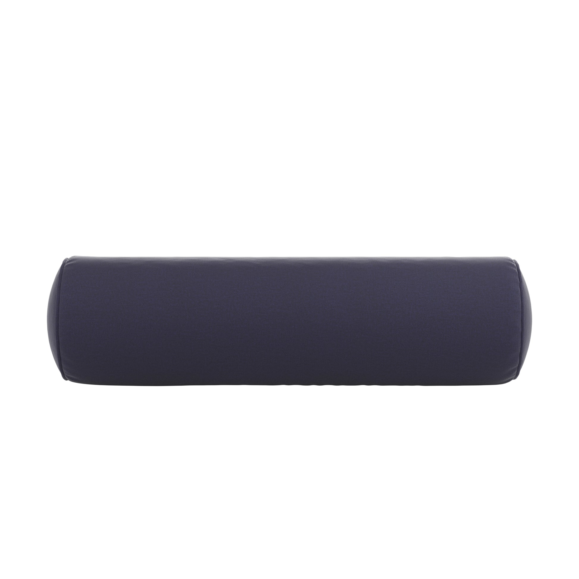 Navy blue bolster pillow on a white background.