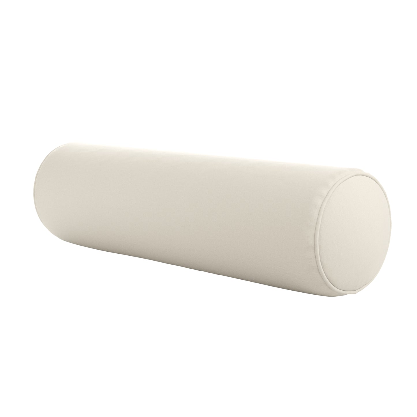 Natural white bolster pillow on a white background.