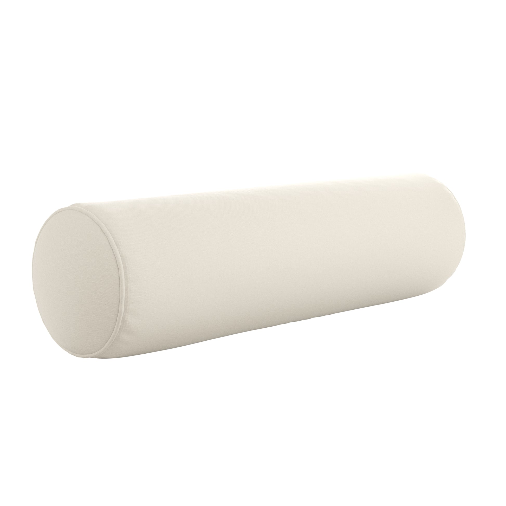 Natural white bolster pillow on a white background.
