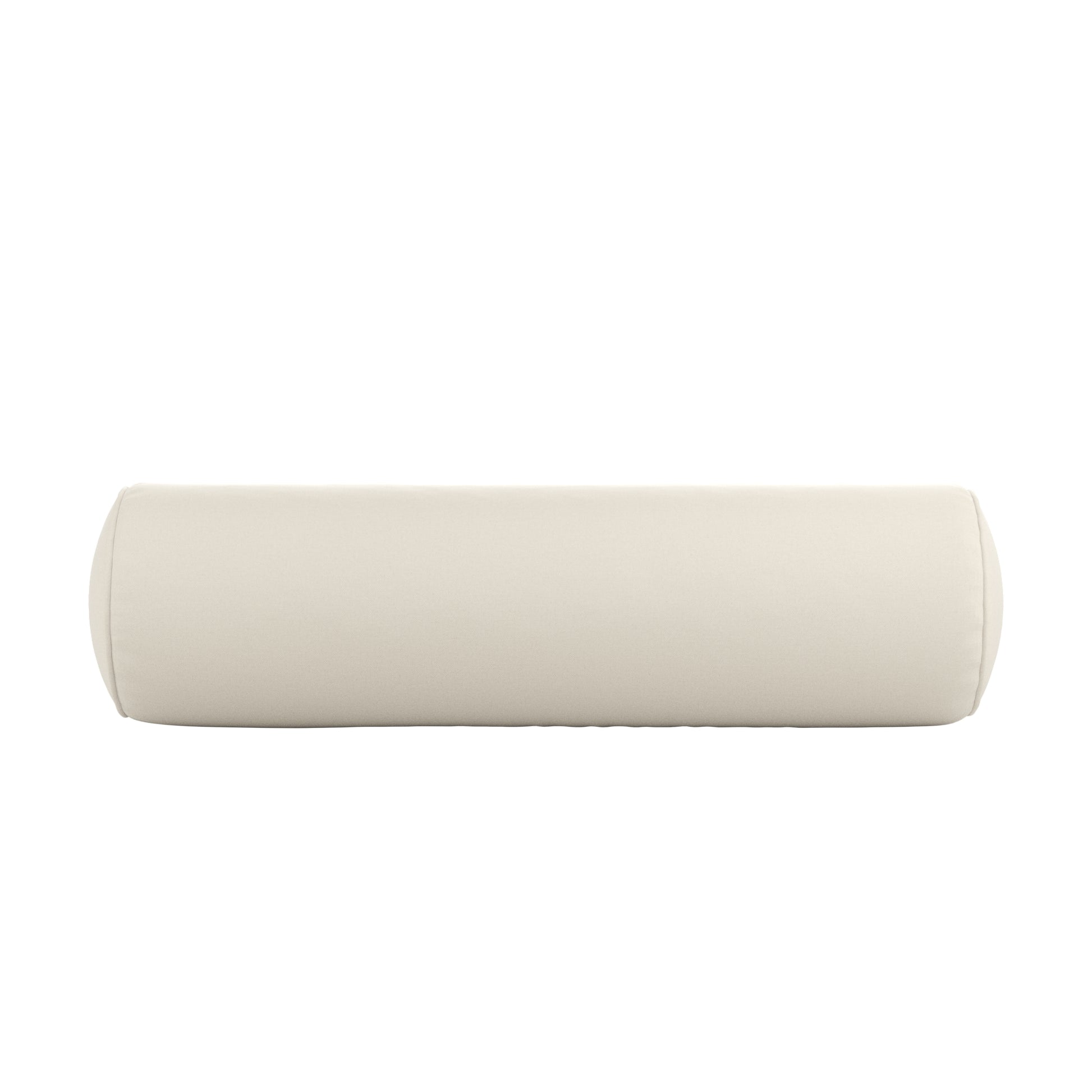 Natural white bolster pillow on a white background.