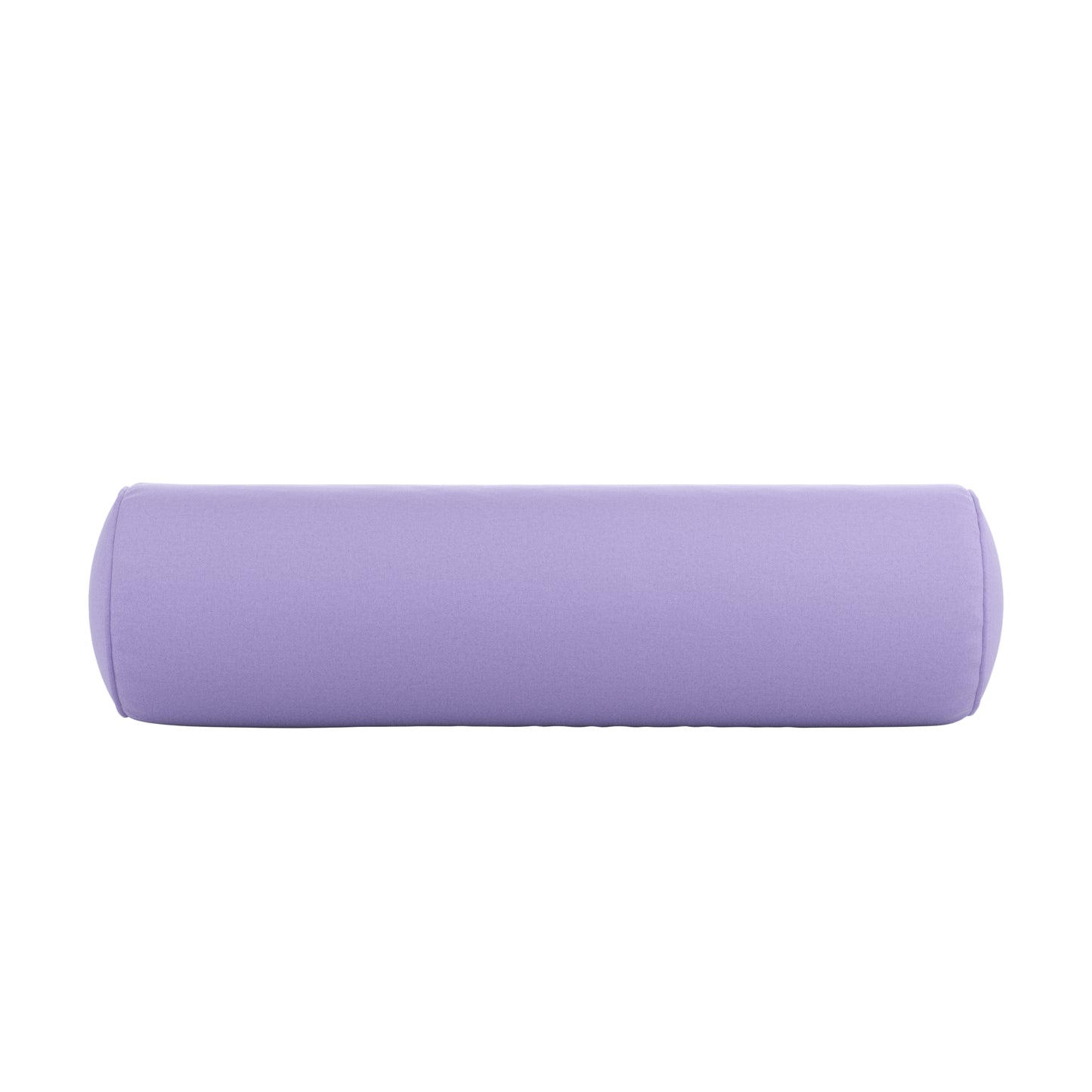 Lavender purple bolster pillow on a white background.