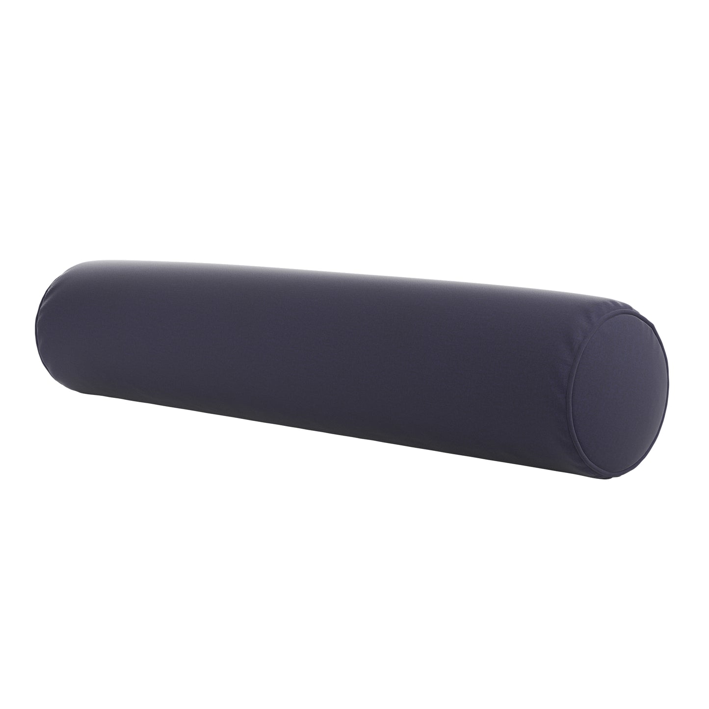 Navy blue bolster pillow on a white background.