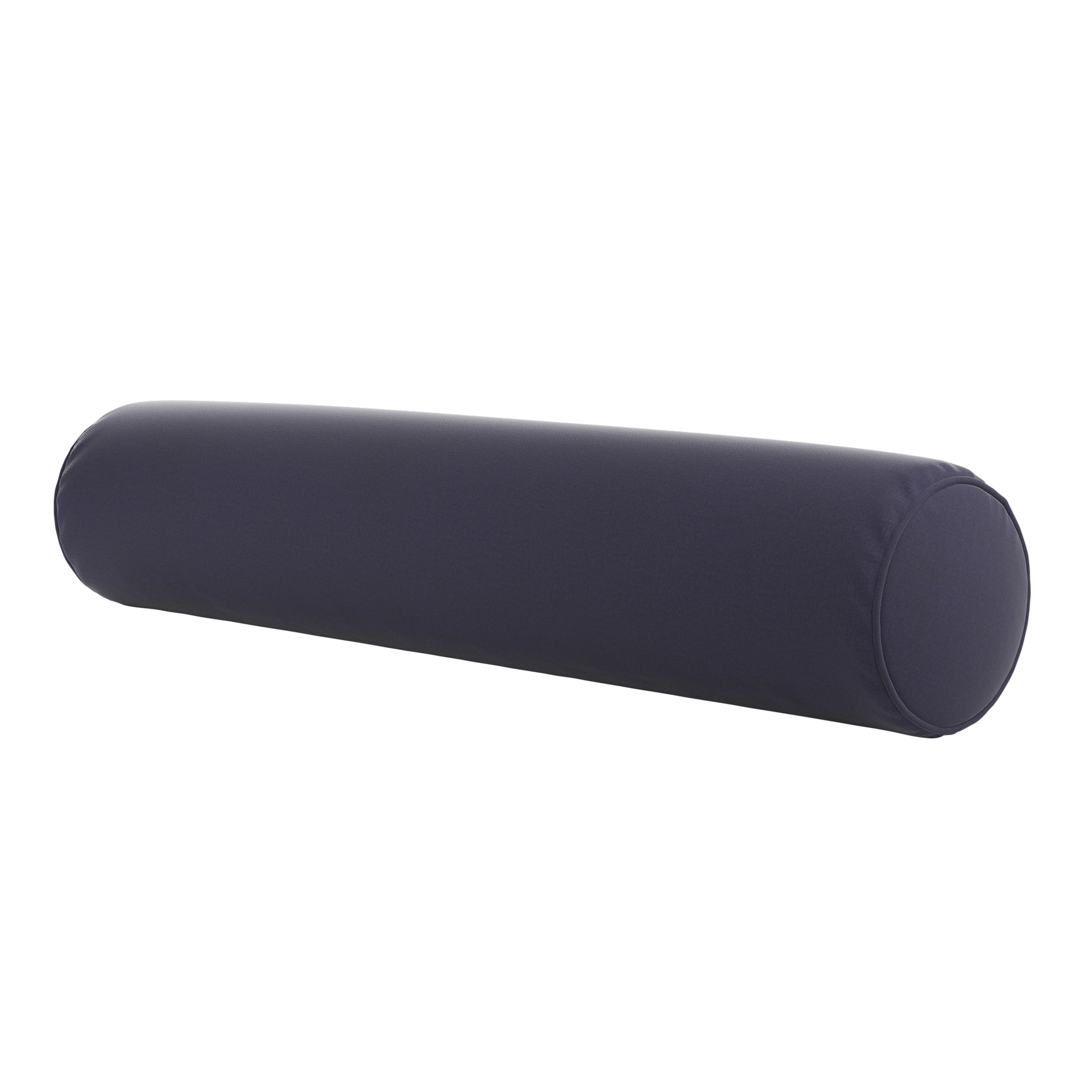 Navy blue bolster pillow on a white background.