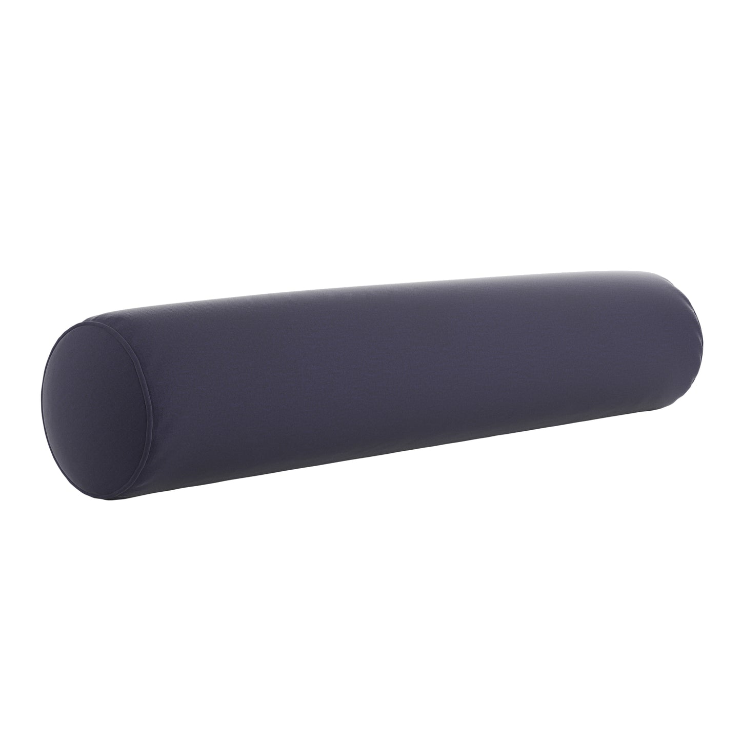 Navy blue bolster pillow on a white background.