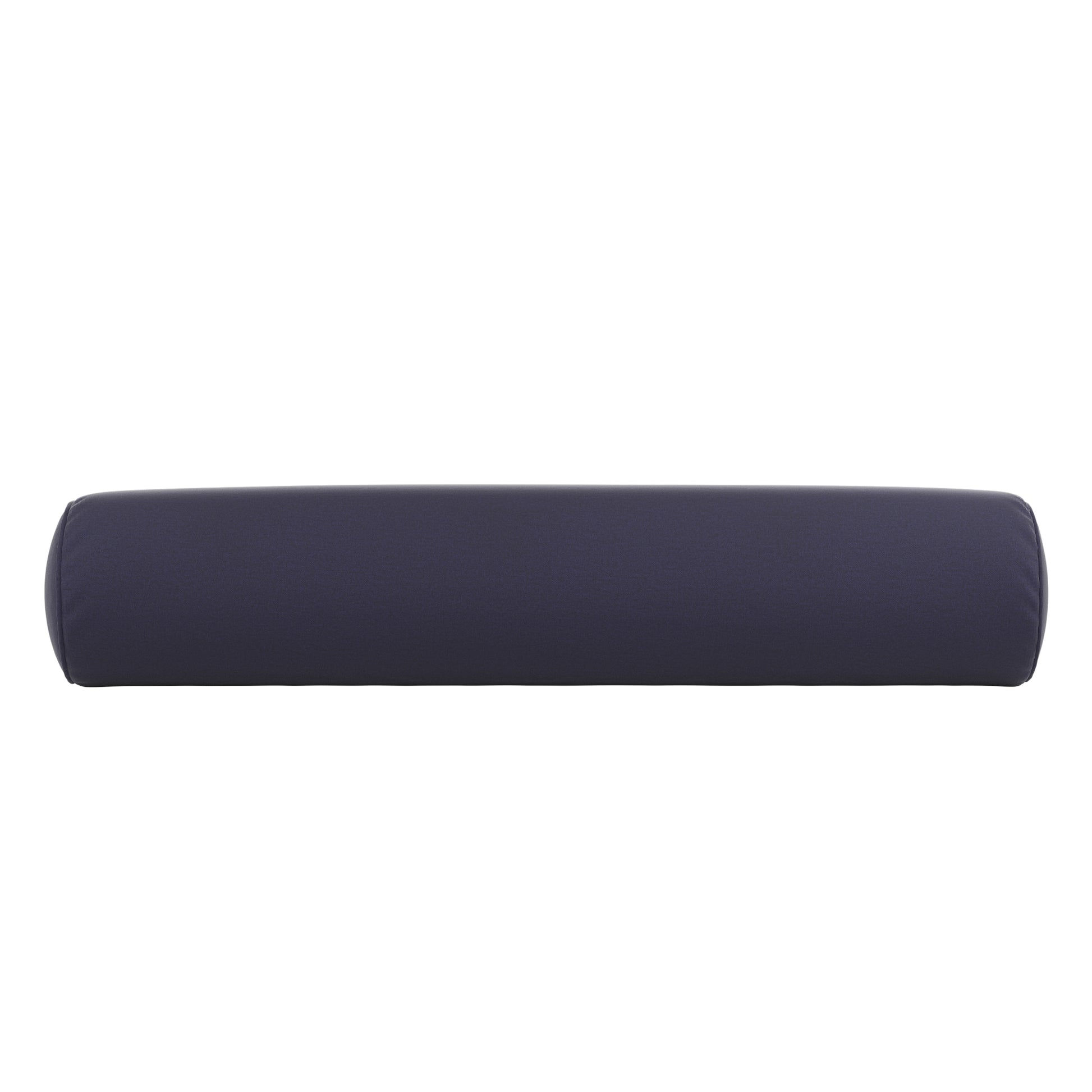 Navy blue bolster pillow on a white background.