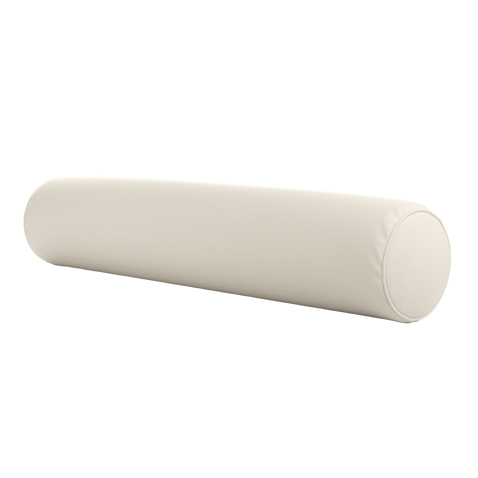 Natural white bolster pillow on a white background.