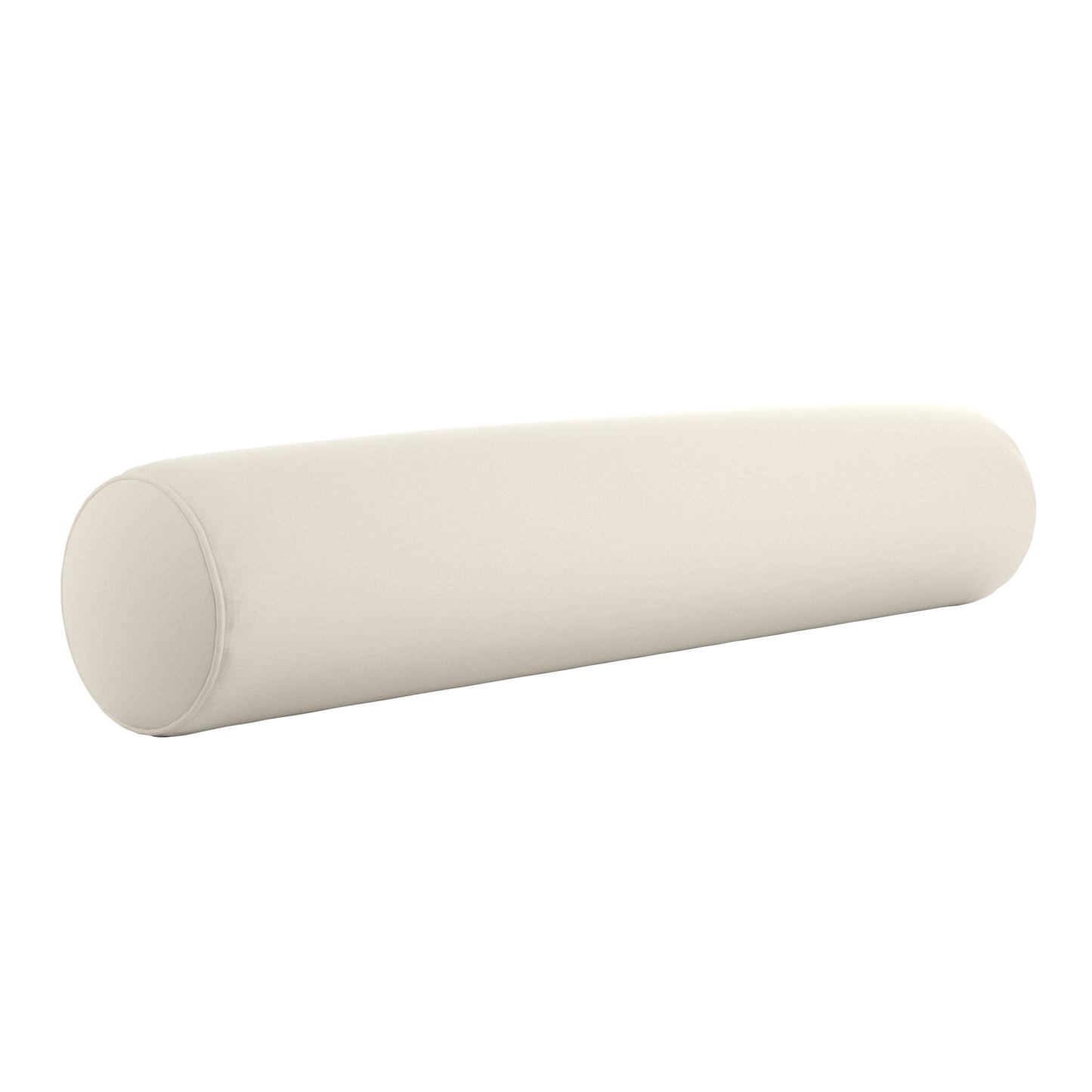 Natural white bolster pillow on a white background.