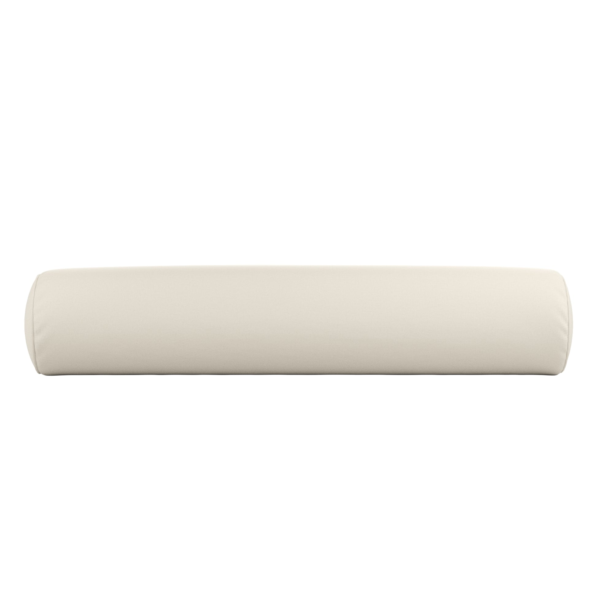 Natural white bolster pillow on a white background.