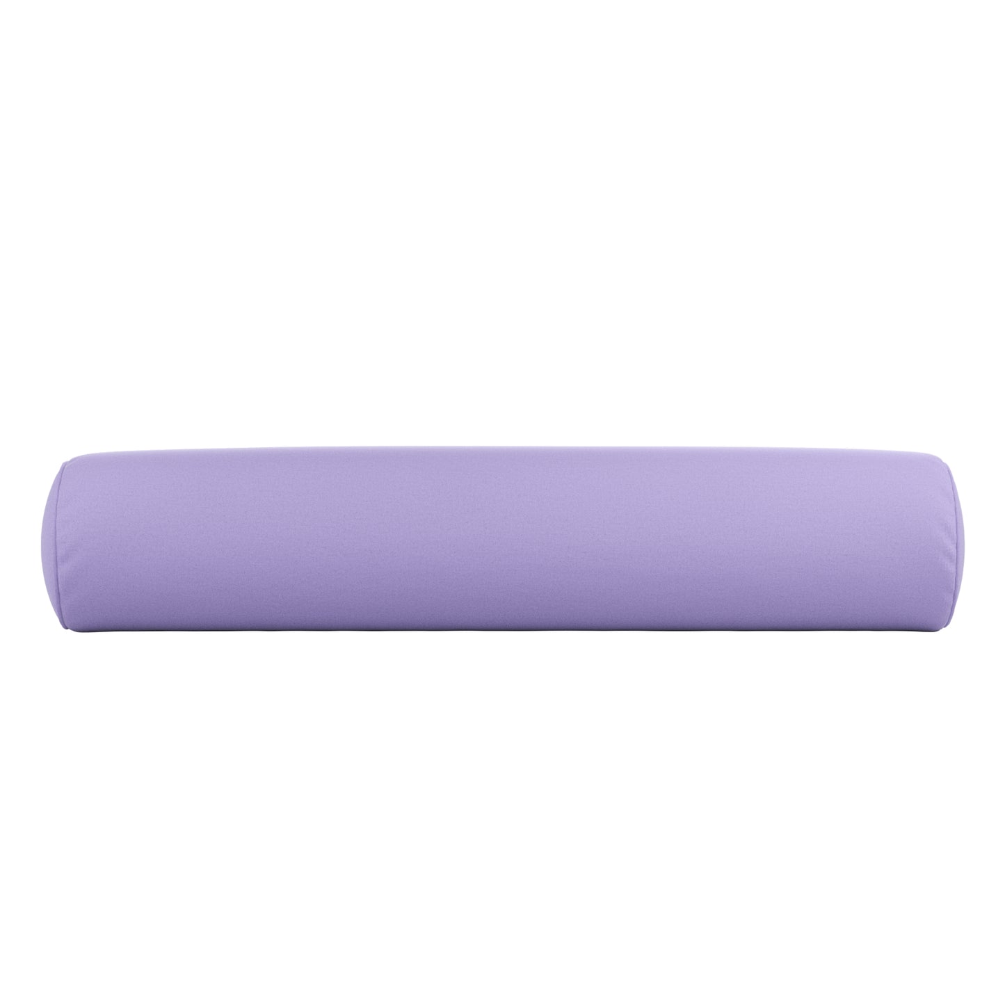 Lavender purple bolster pillow on a white background.