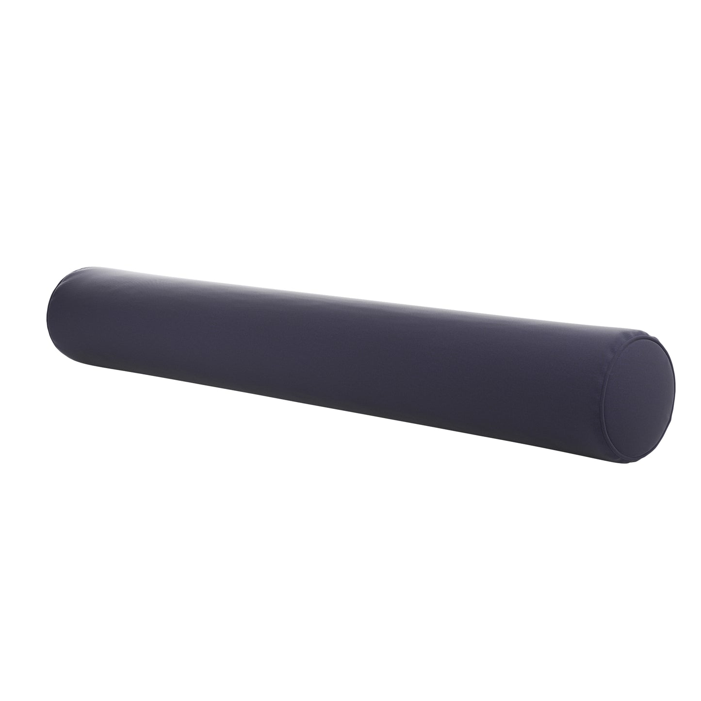 Navy blue bolster pillow on a white background.