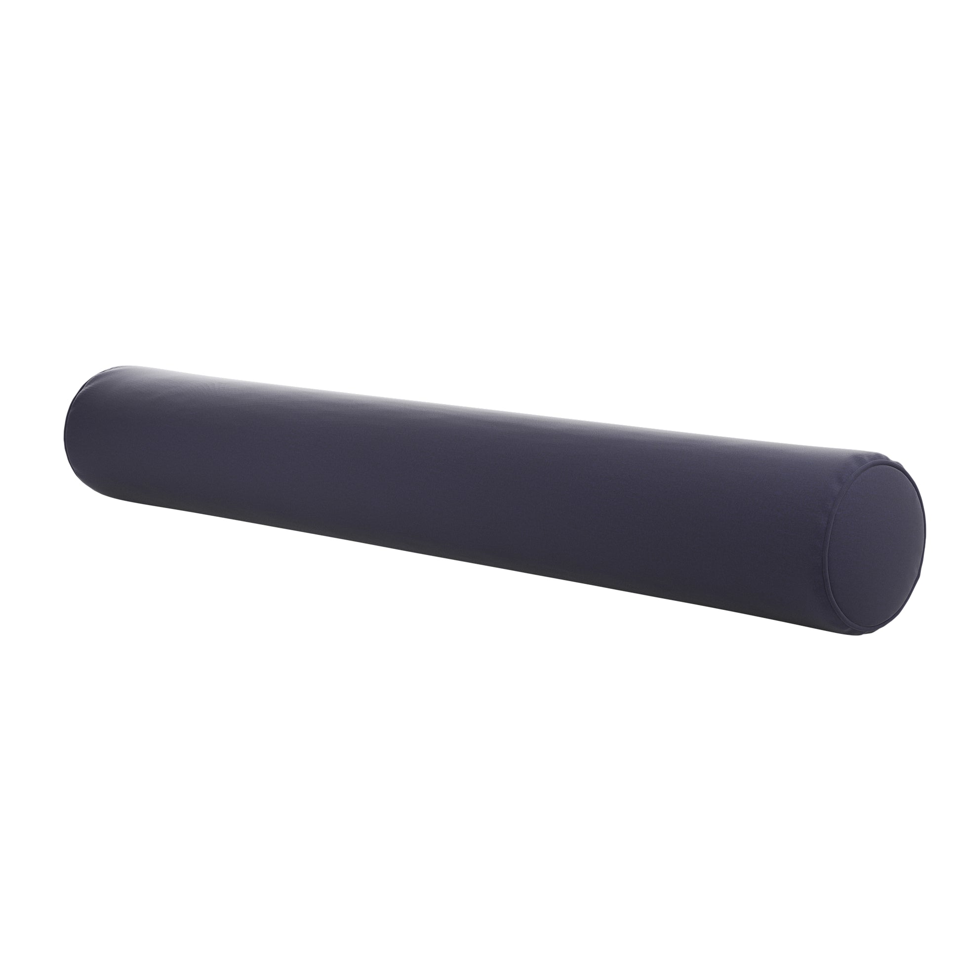 Navy blue bolster pillow on a white background.