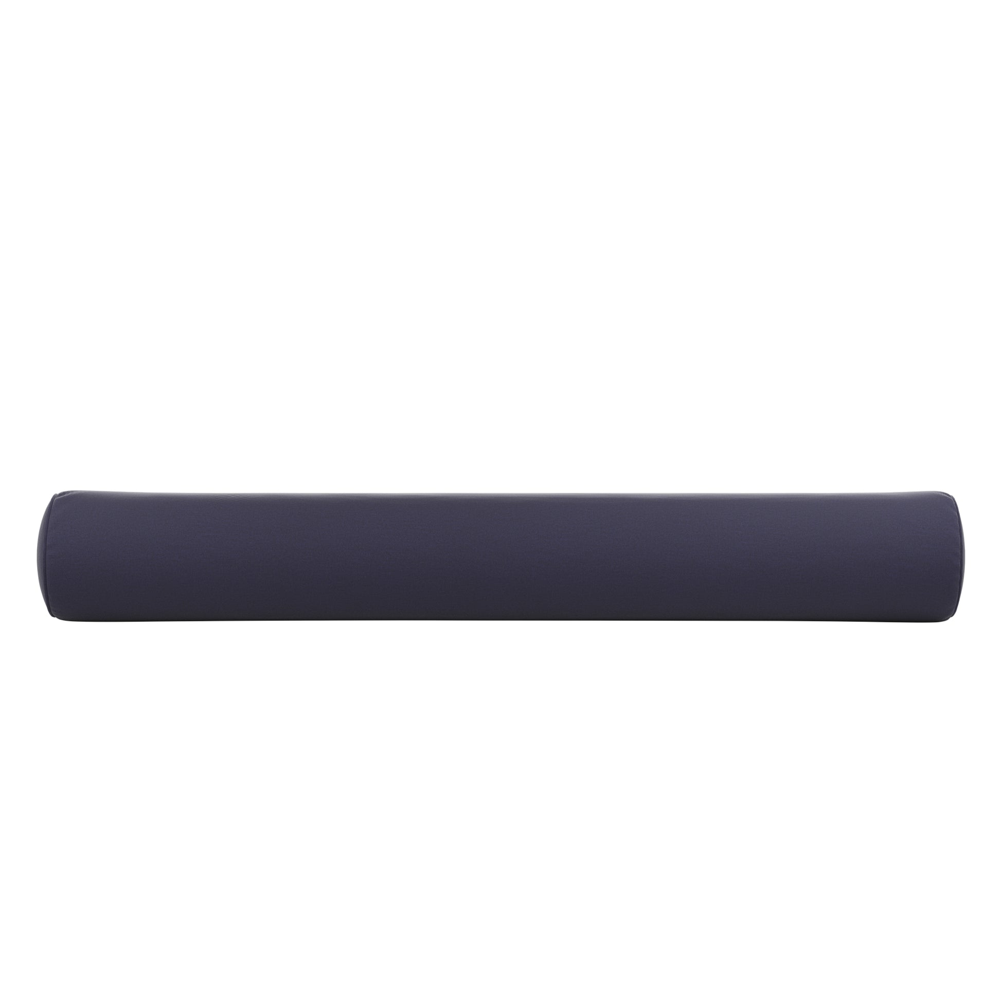 Navy blue bolster pillow on a white background.