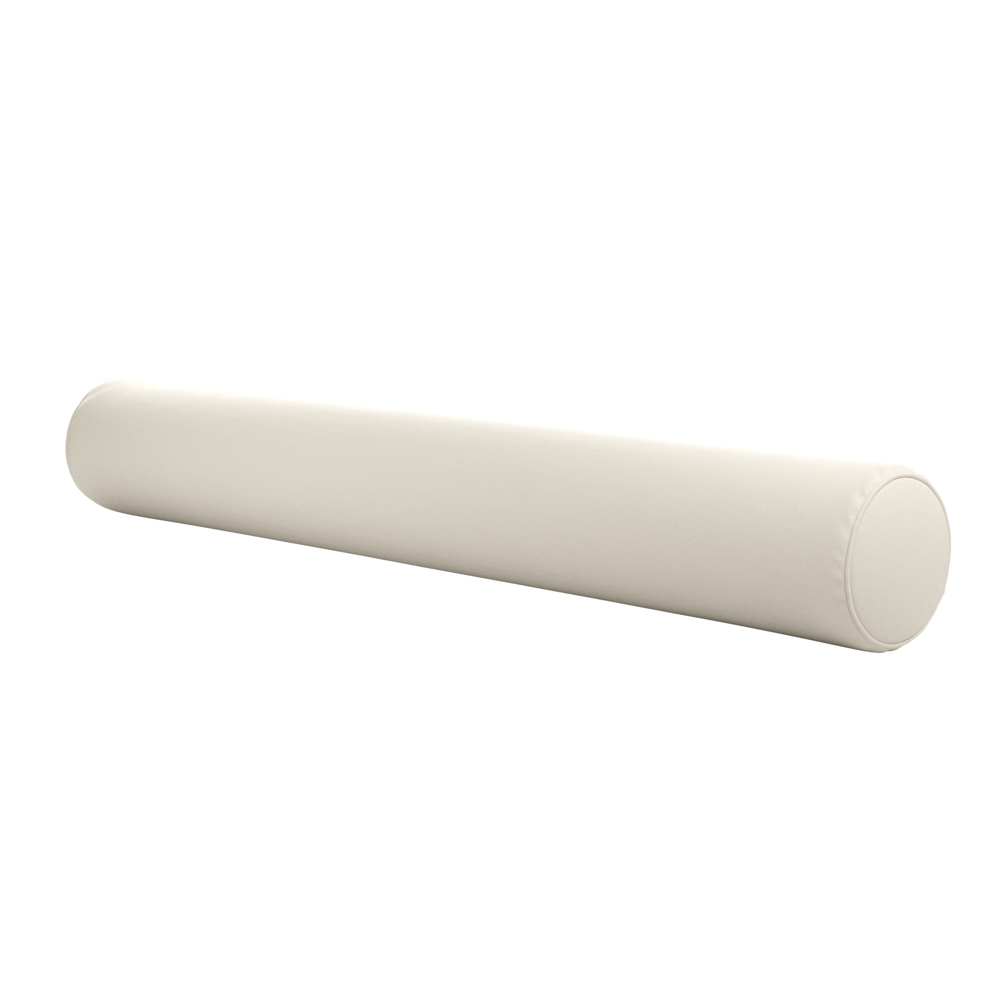 Natural white bolster pillow on a white background.