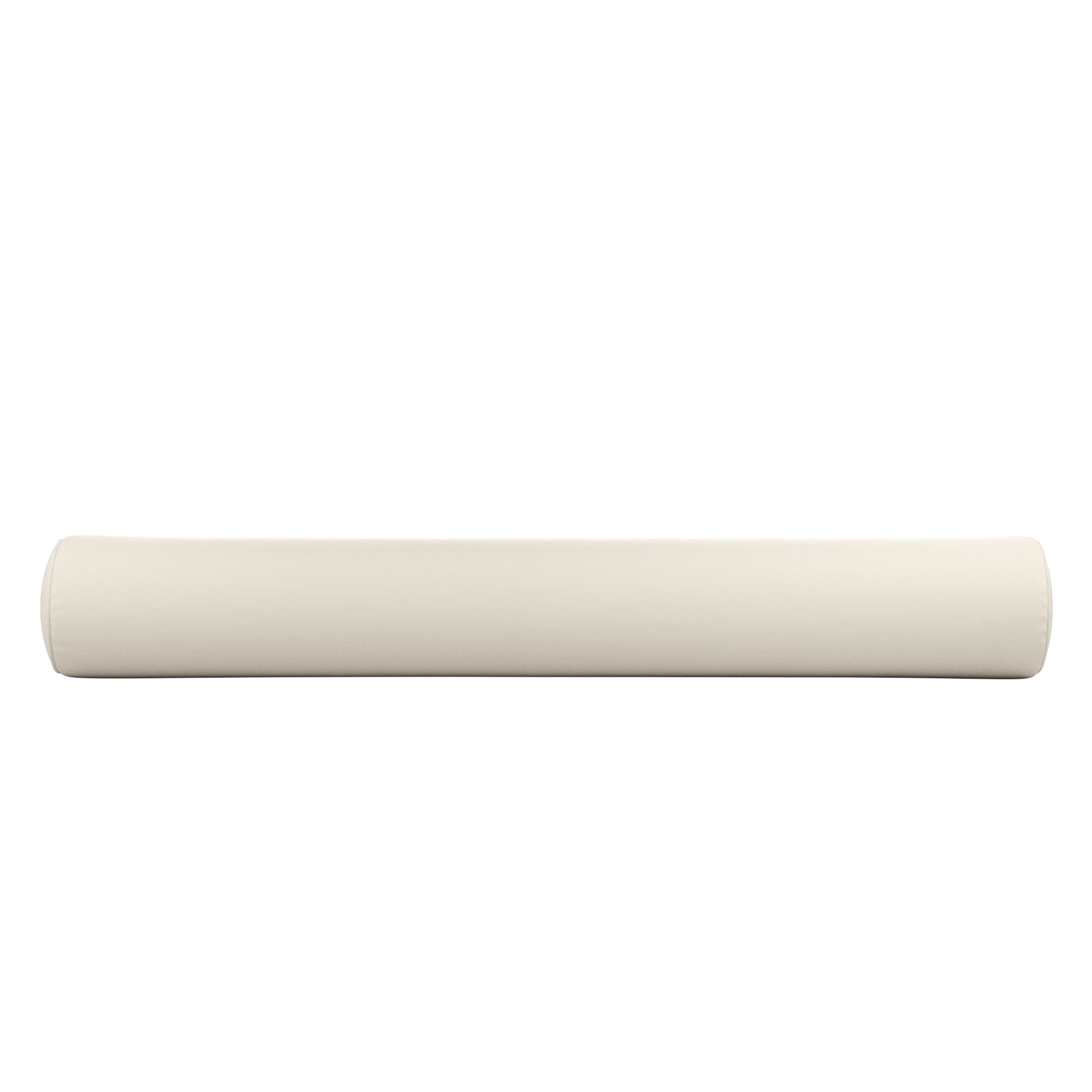 Natural white bolster pillow on a white background.