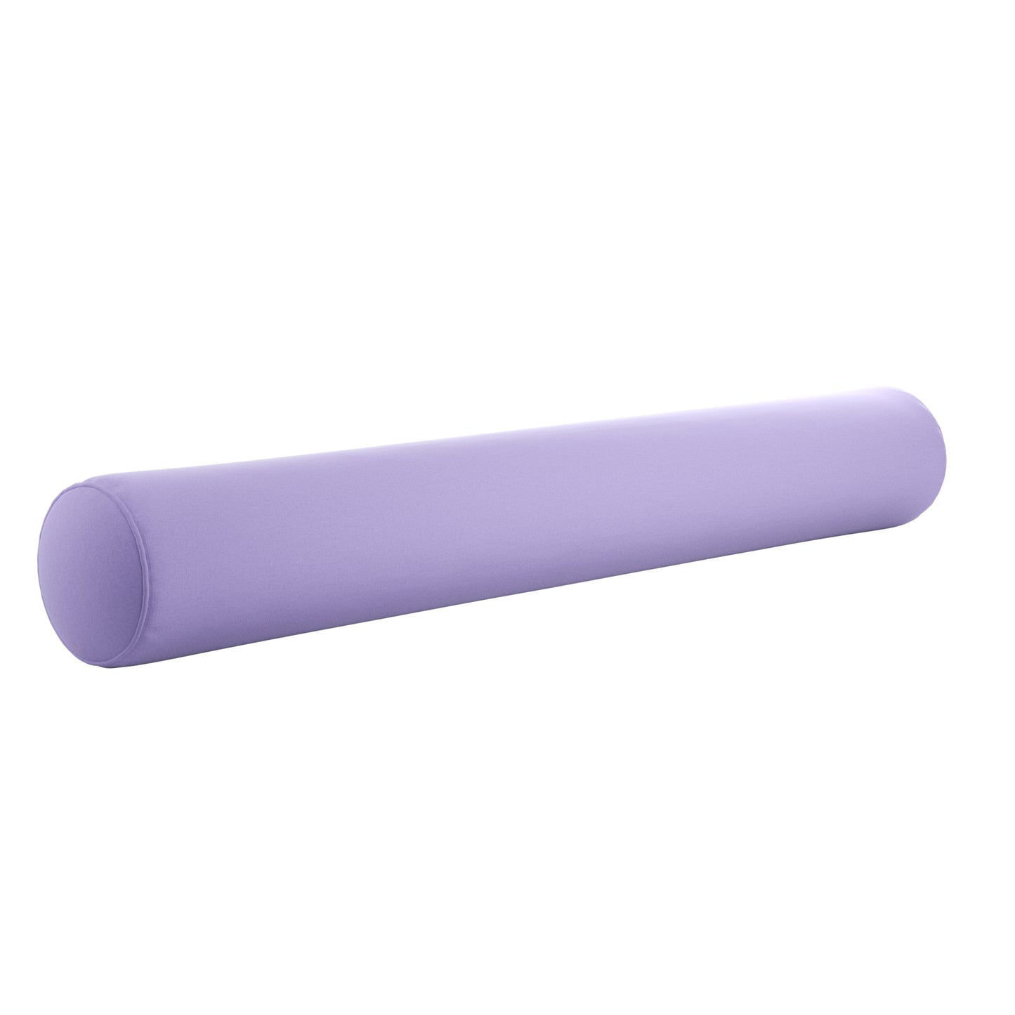Lavender purple bolster pillow on a white background.