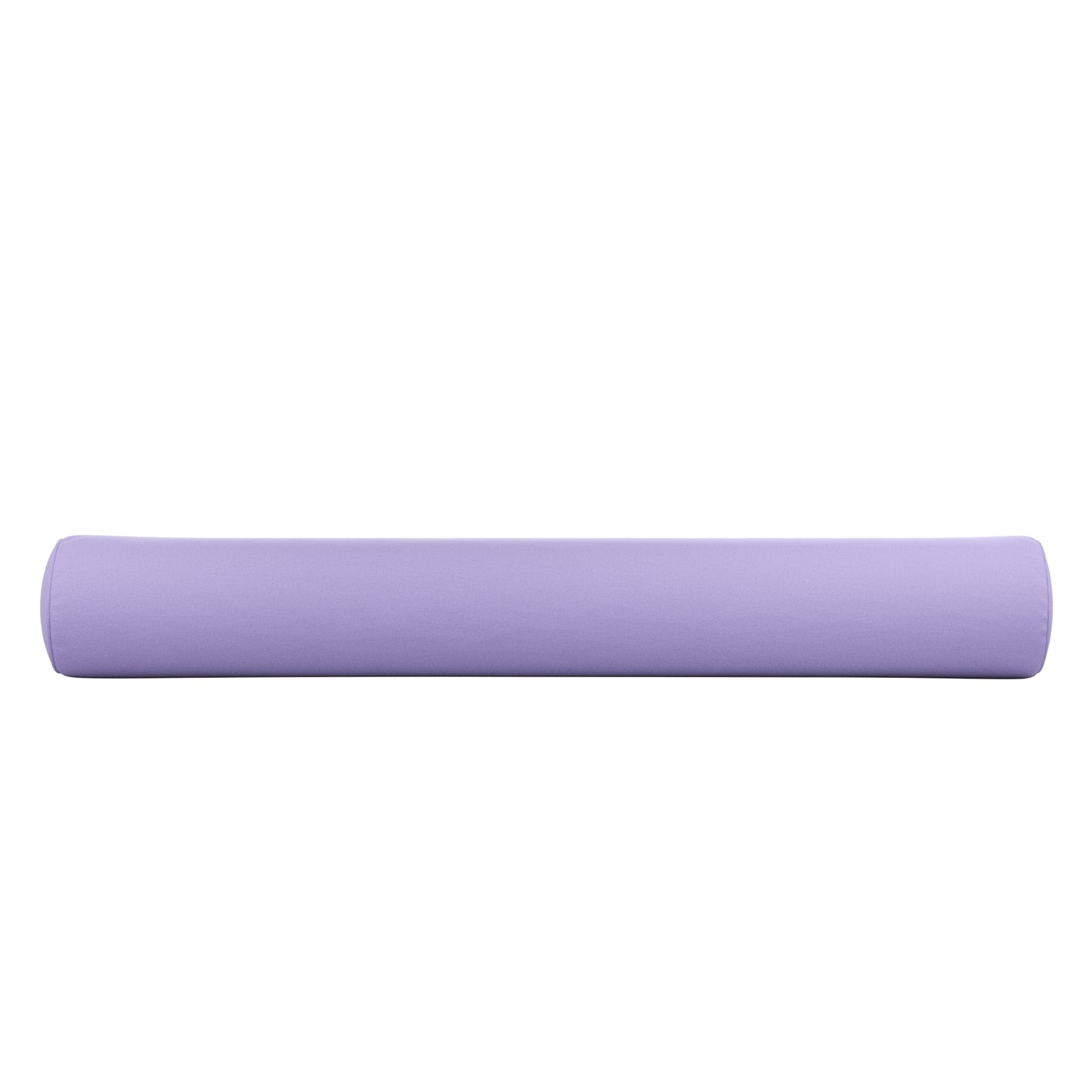 Lavender purple bolster pillow on a white background.