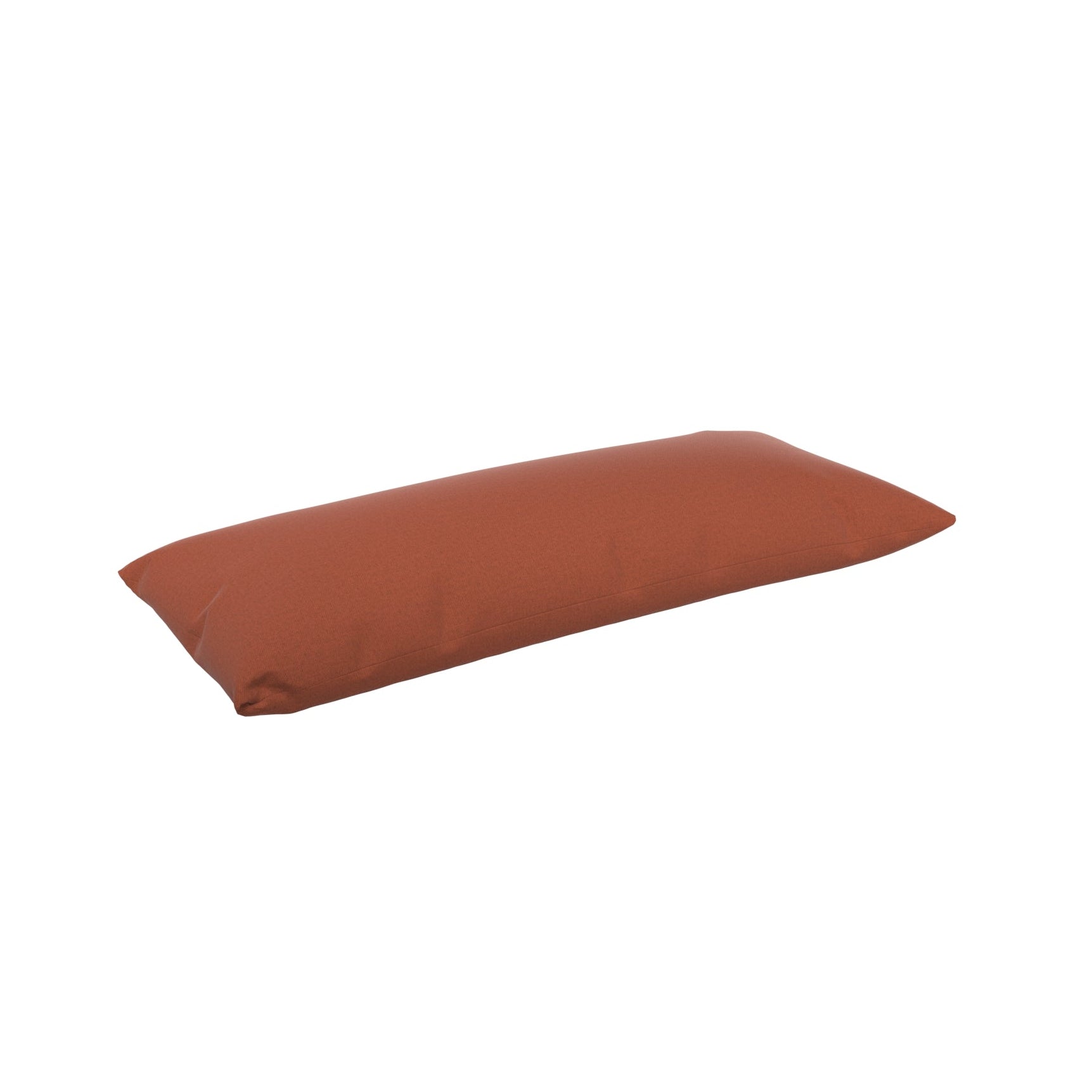Burnt orange lumbar pillow on a white background.