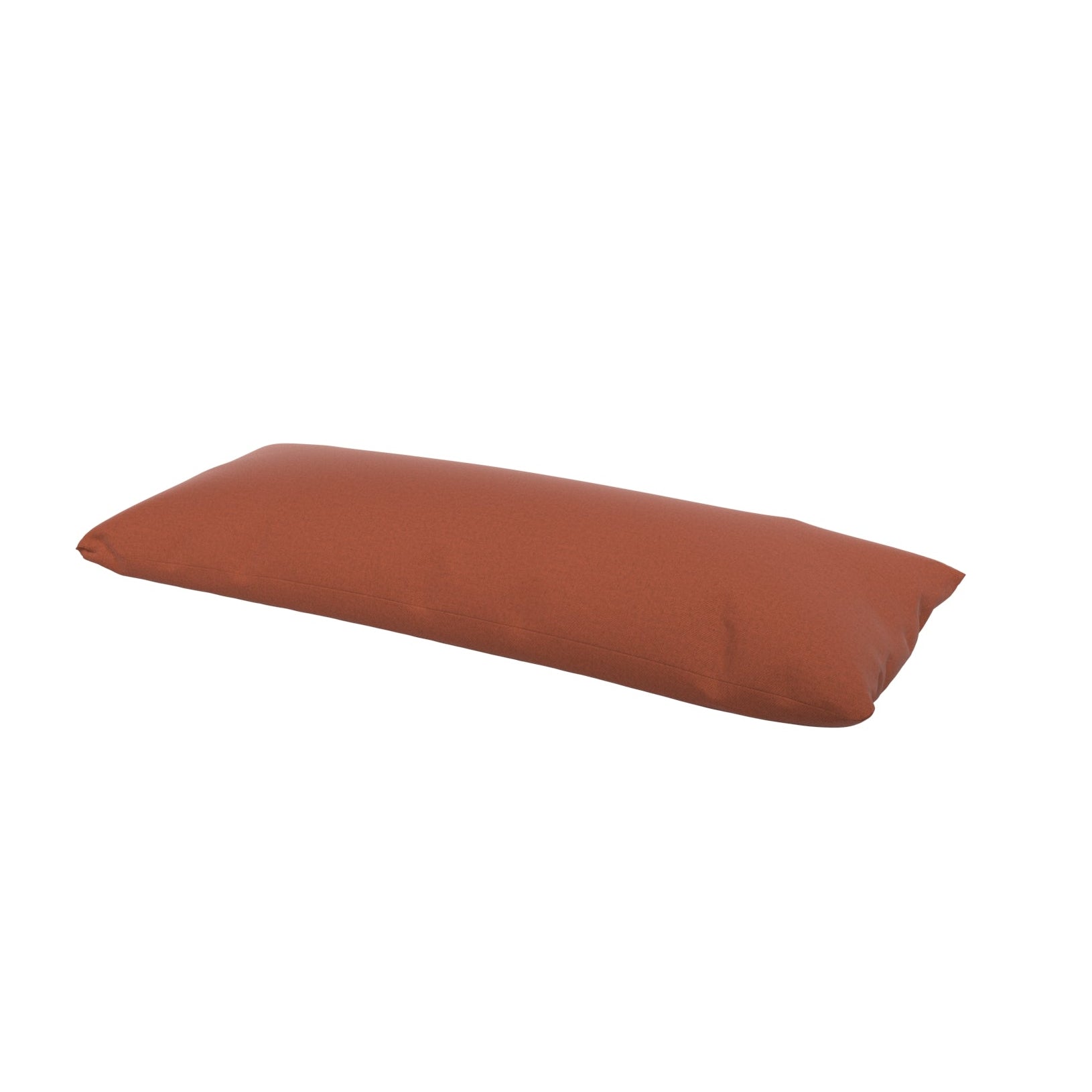 Burnt orange lumbar pillow on a white background.